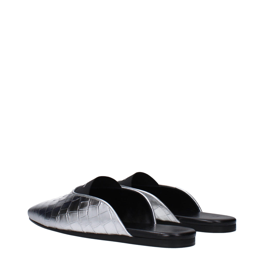 Givenchy Gray Leather Slippers Sandals