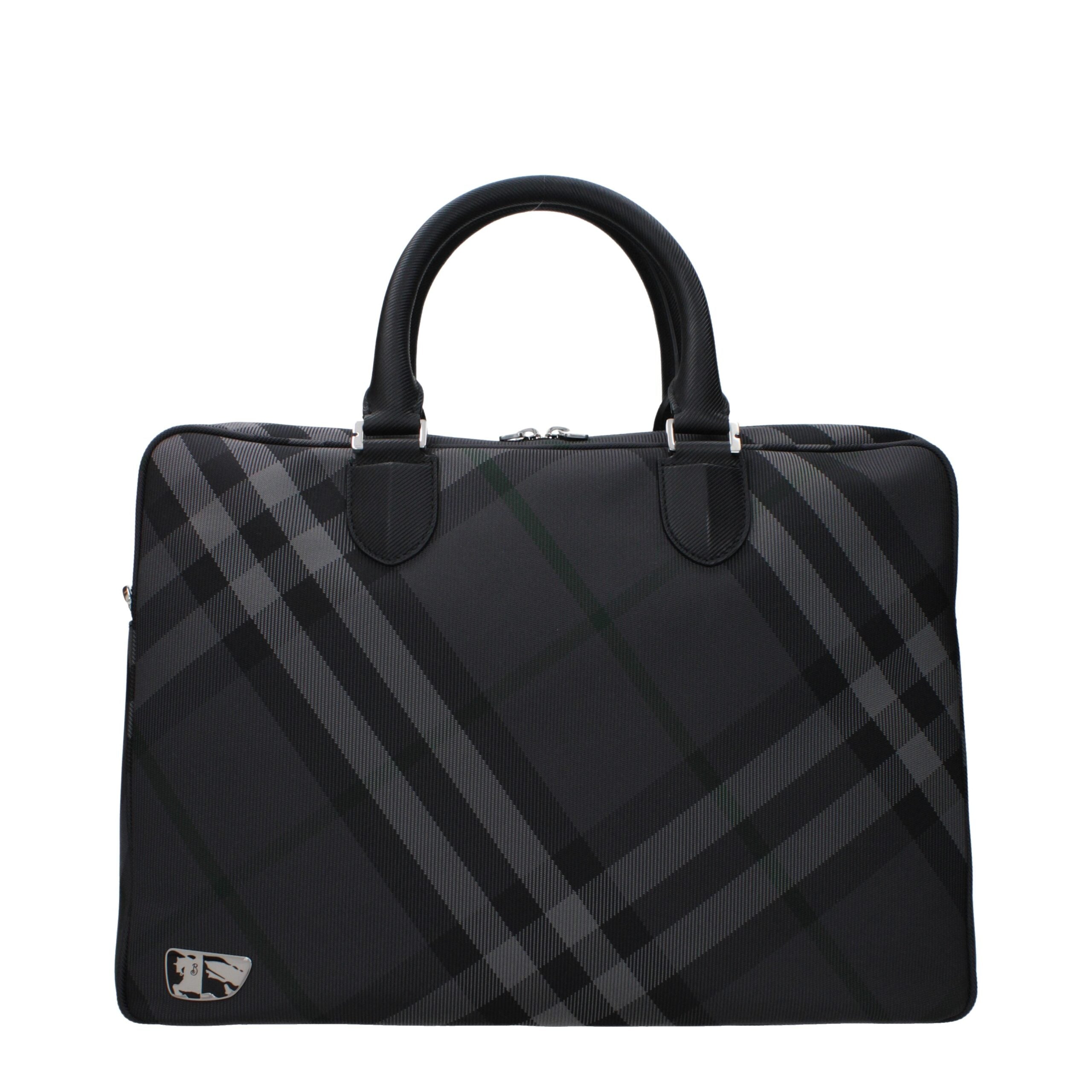 Burberry Gray Fabric Business And Laptop Bag