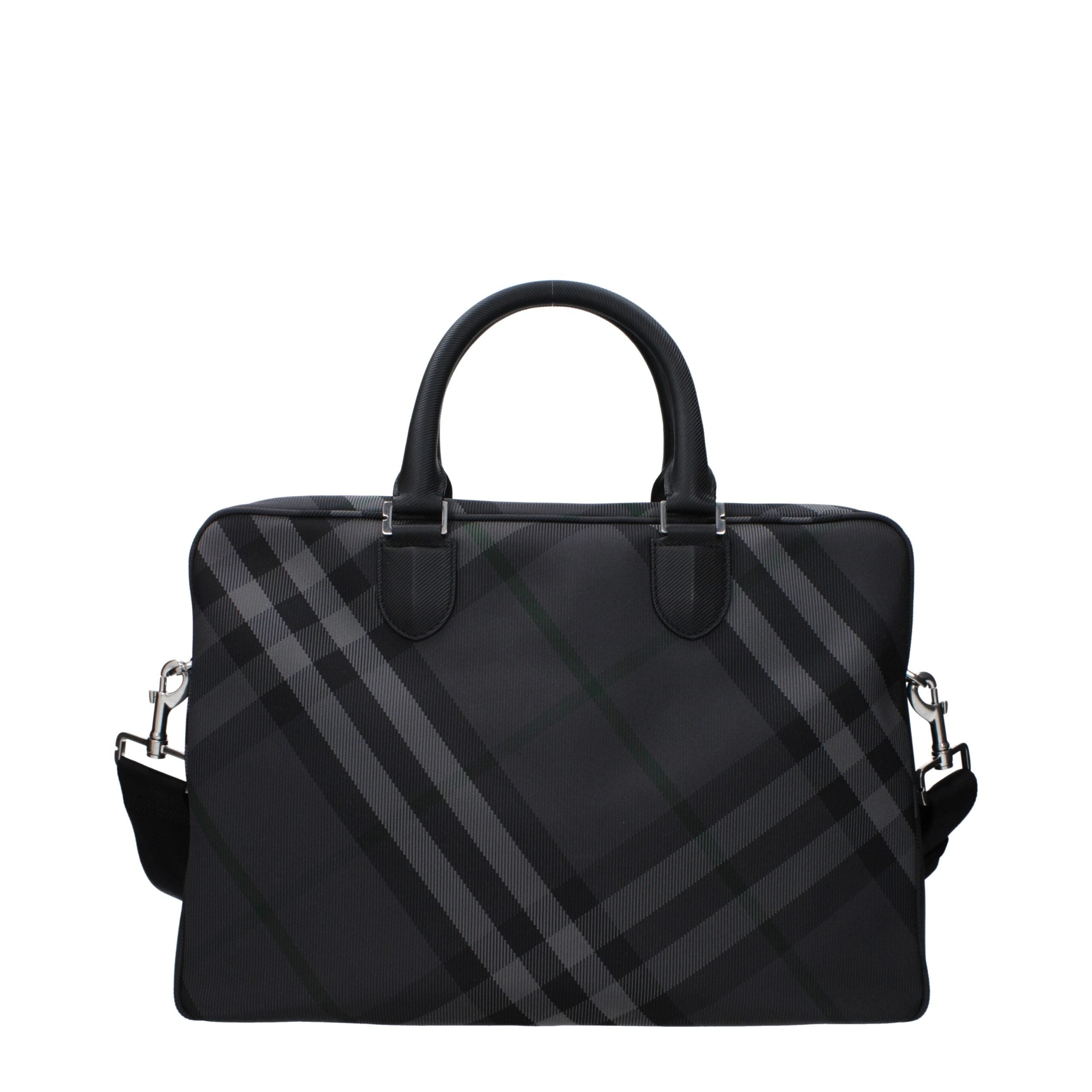 Burberry Gray Fabric Business And Laptop Bag