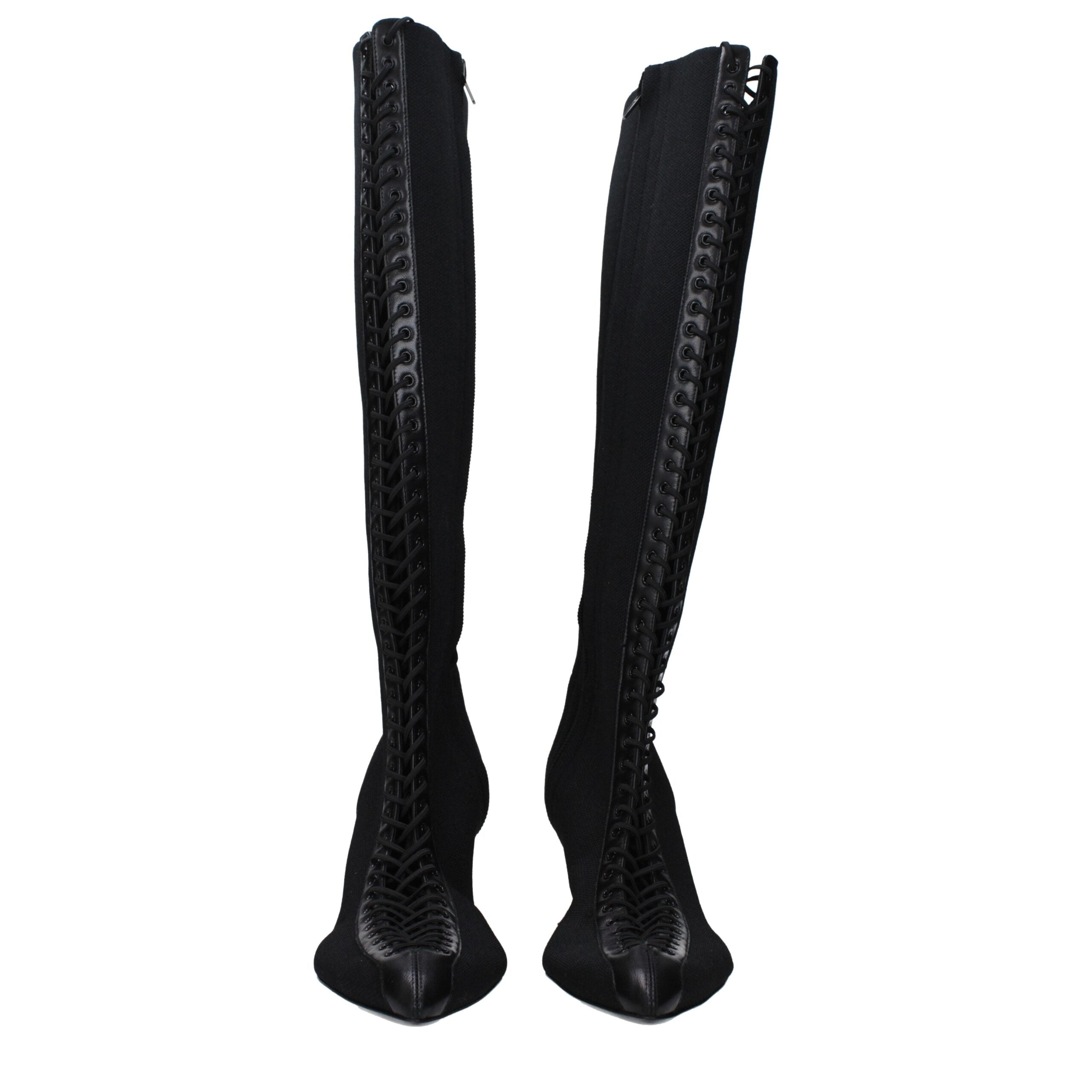 Givenchy Black Fabric Lace-Up Boots