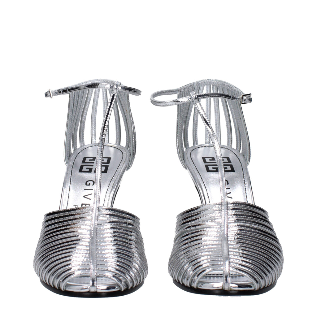 Givenchy Gray Leather Stiletto Heels Sandals