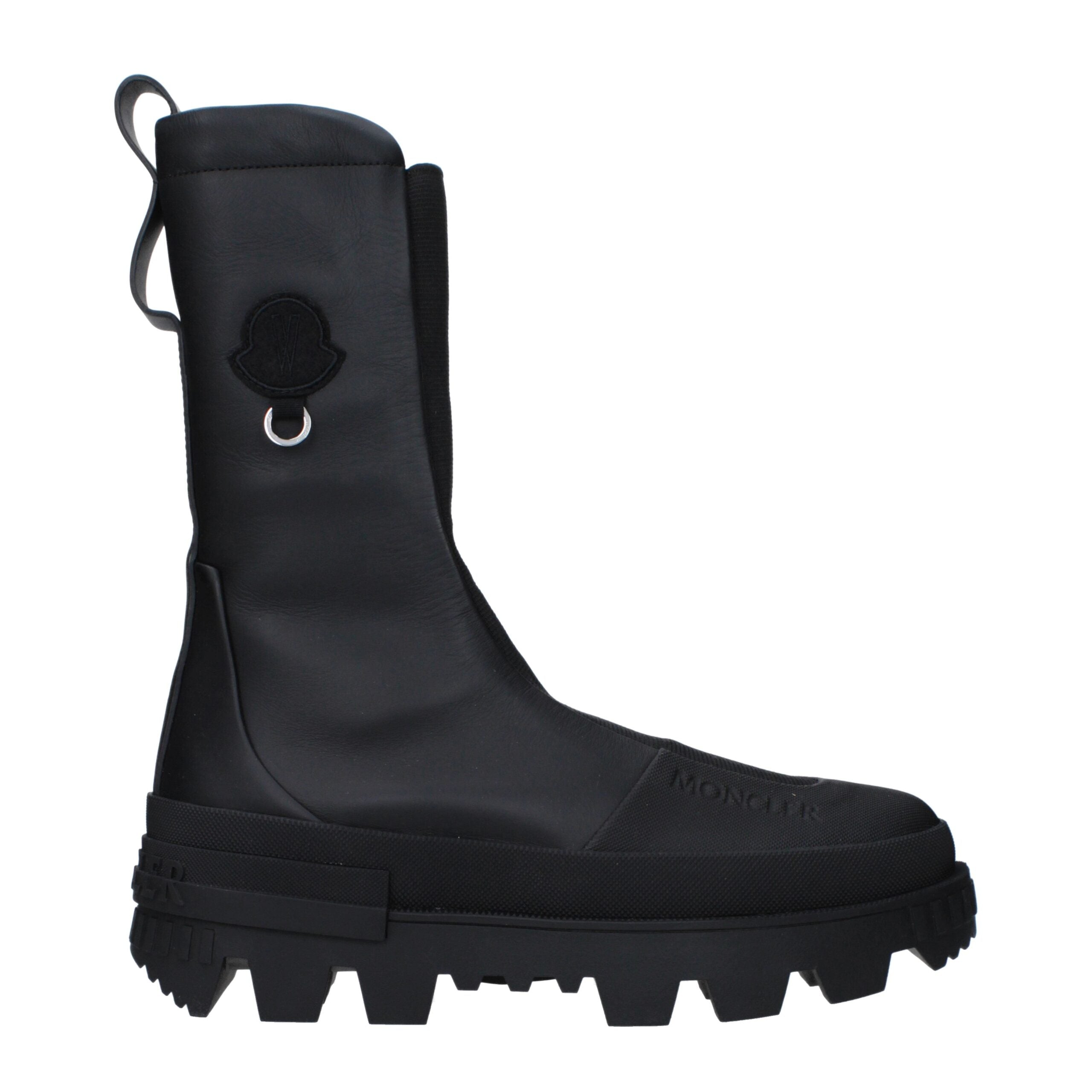 Moncler Black Leather Ankle Boots