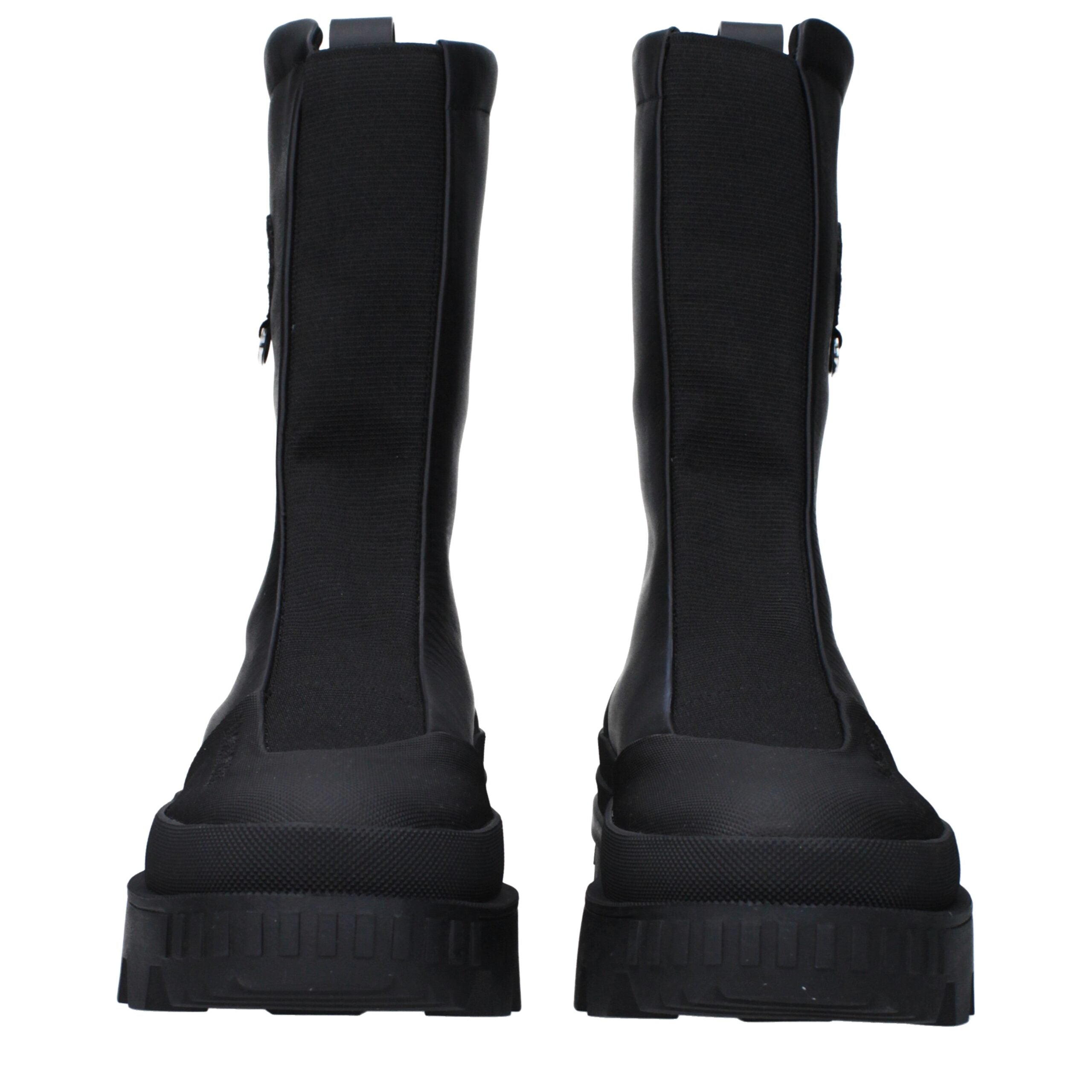 Moncler Black Leather Ankle Boots