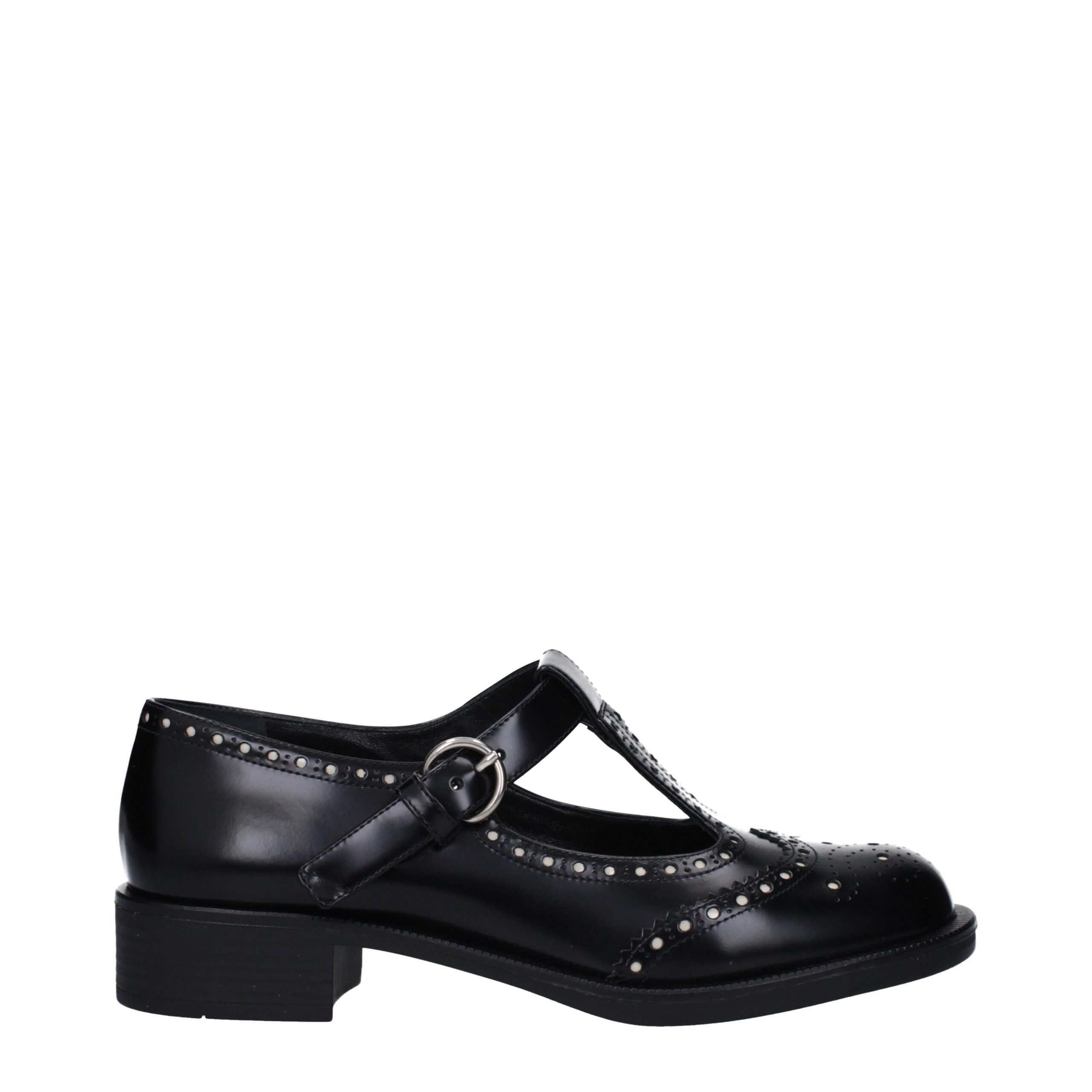 Miu Miu Black Leather Slip-On Loafers