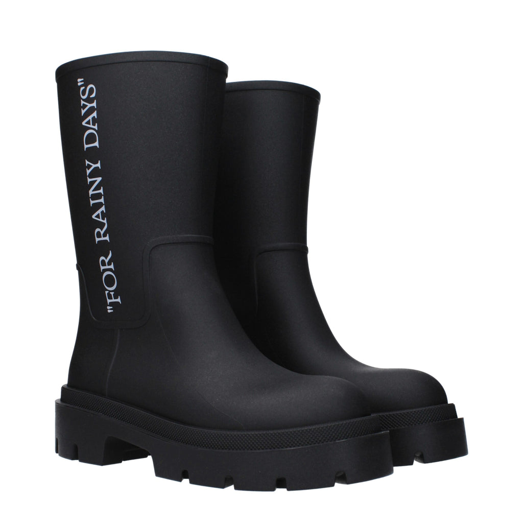 Off-White Black Cotton Ankle Boots