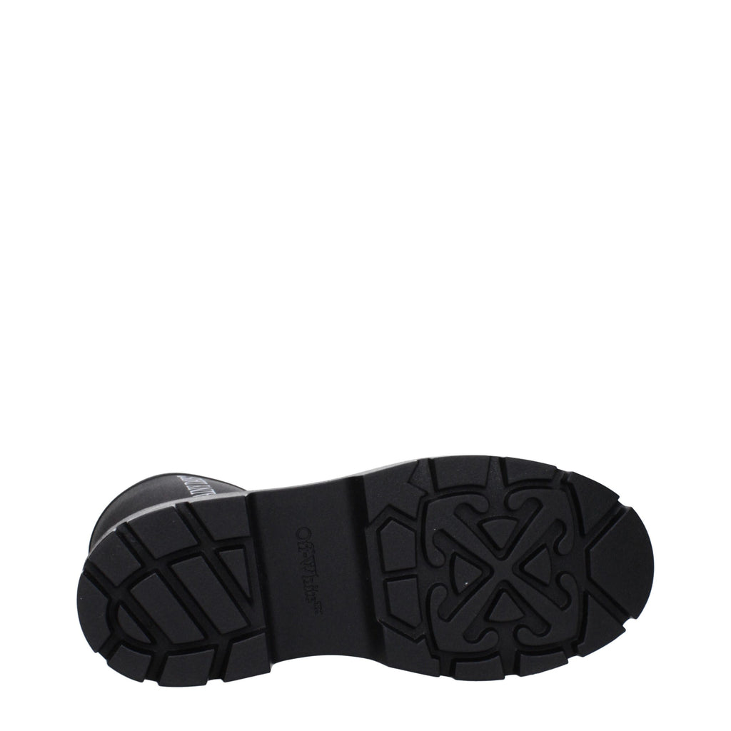 Off-White Black Cotton Ankle Boots