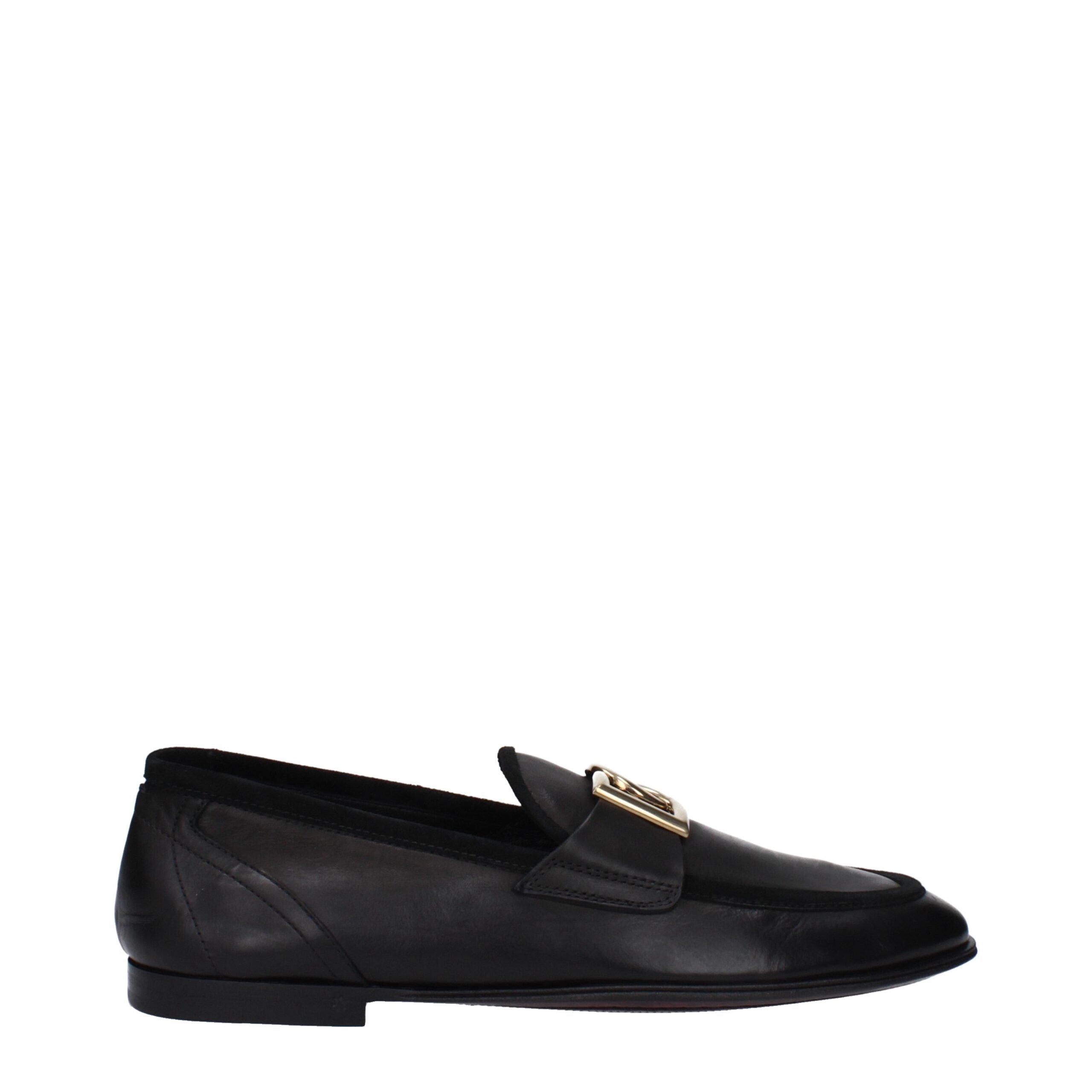 Dolce & Gabbana Black Leather Slip-On Loafers