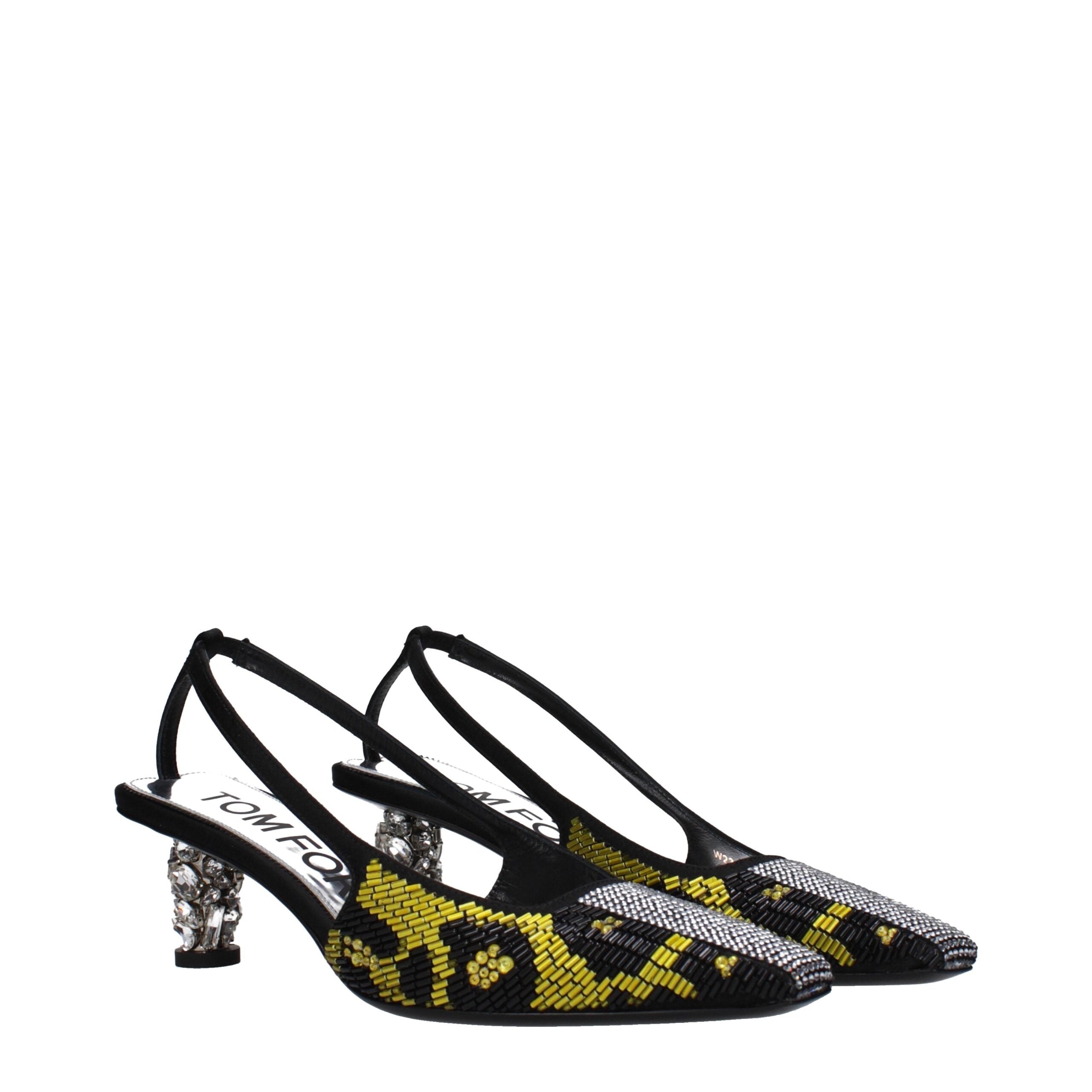 Tom Ford Yellow Satin Stiletto Heels Sandals