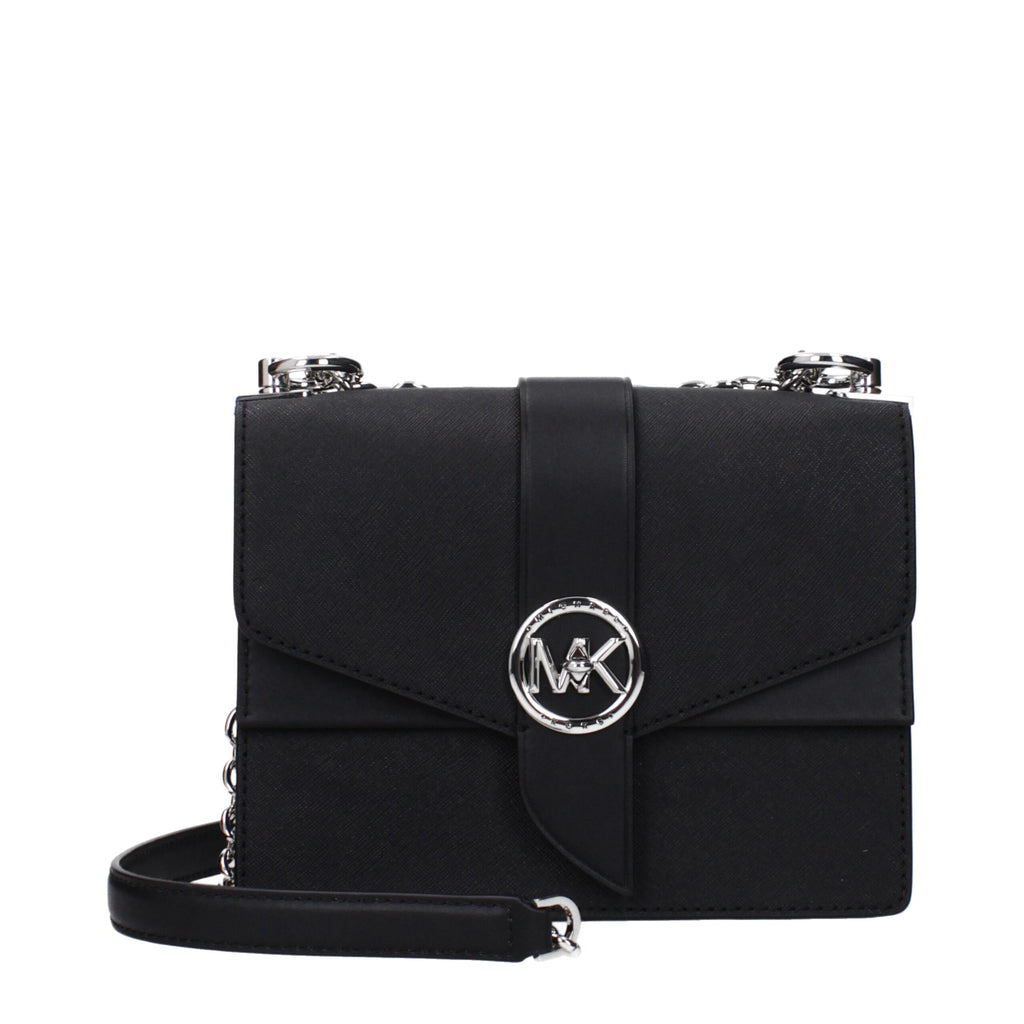 Michael Kors Black Leather Shoulder Bags