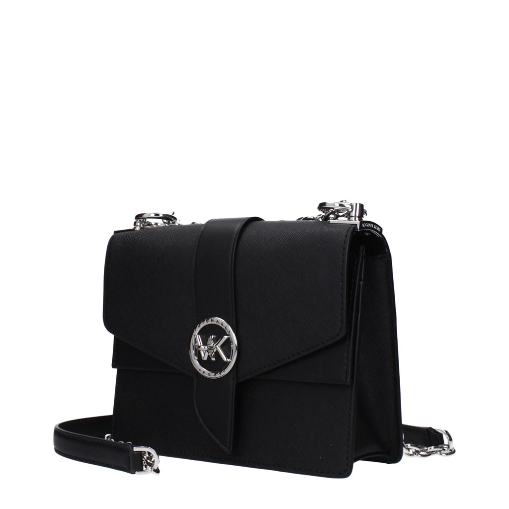 Michael Kors Black Leather Shoulder Bags