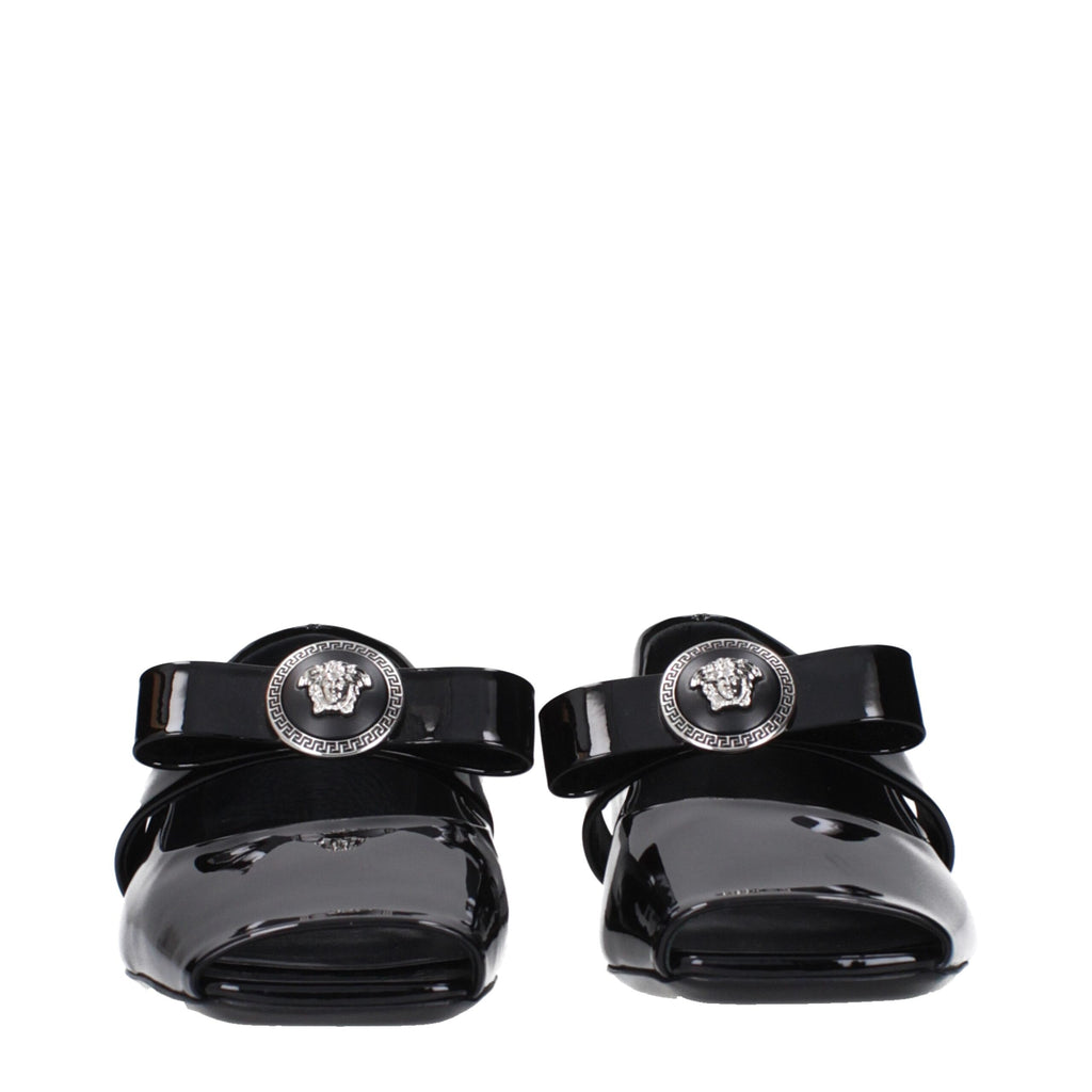Versace Black Leather Ballet Flats
