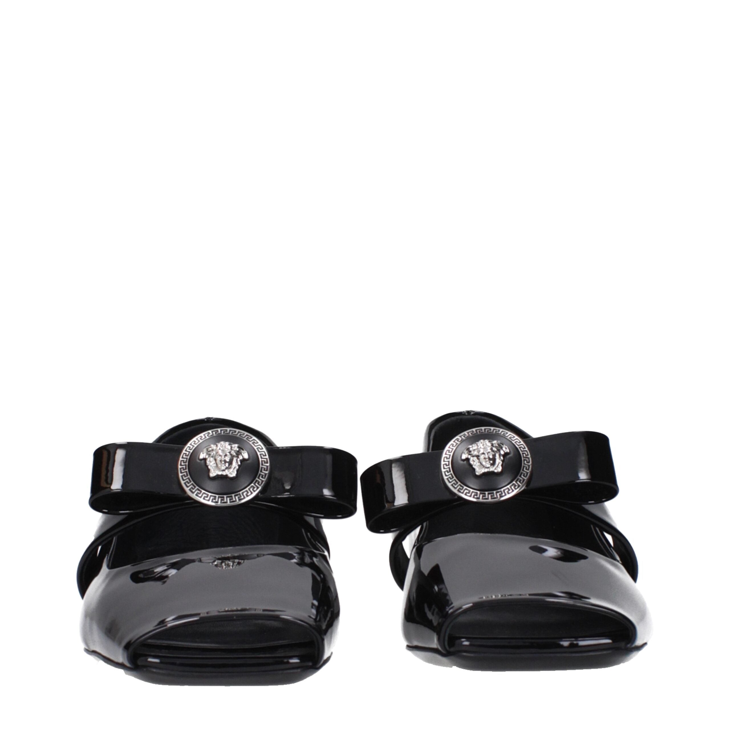 Versace Black Leather Ballet Flats