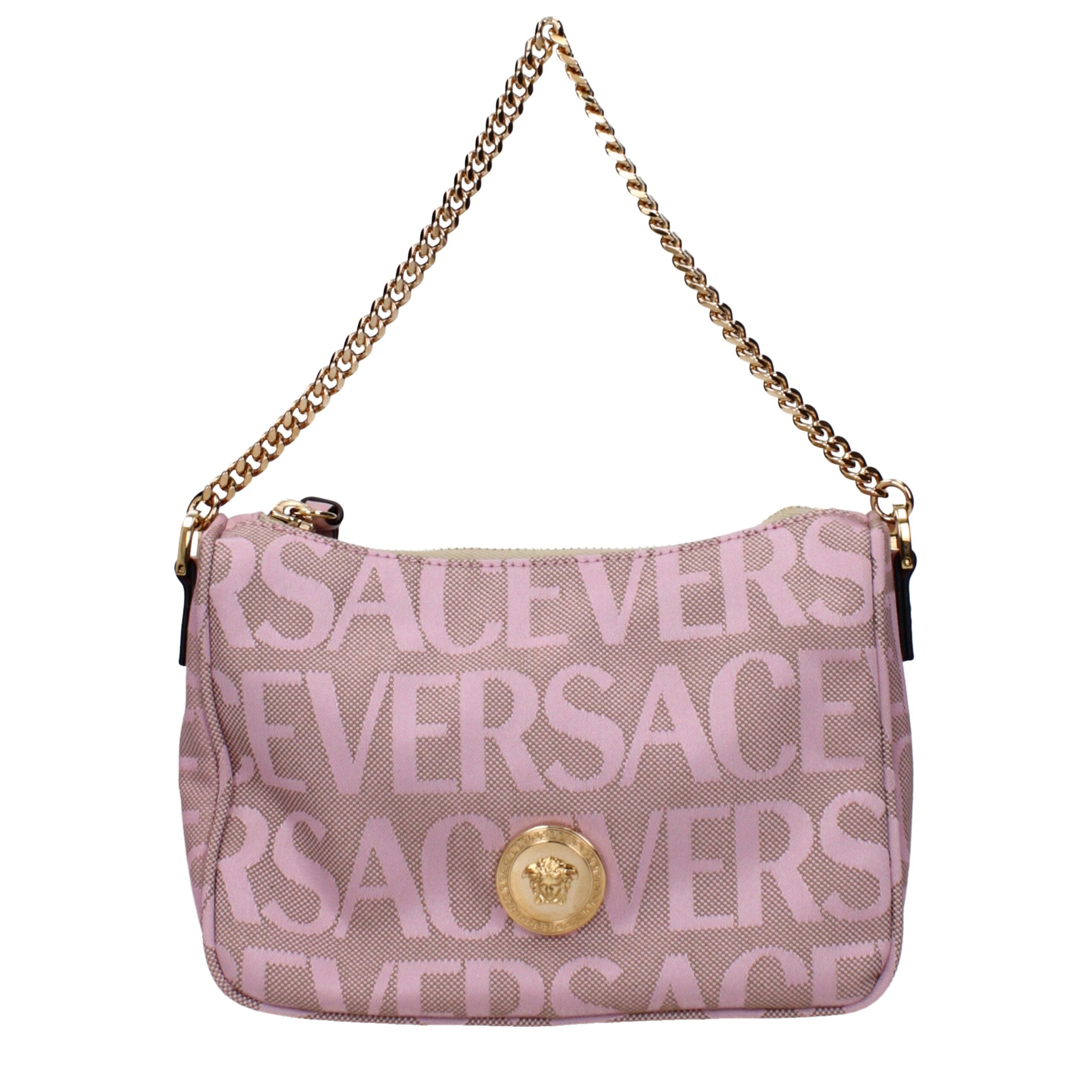 Versace Pink Fabric Handbags