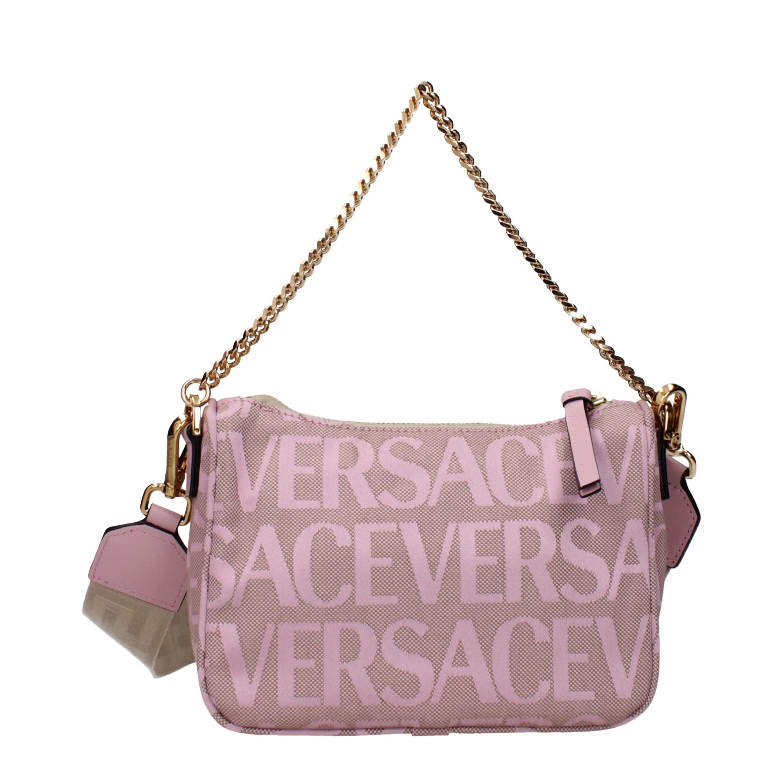 Versace Pink Fabric Handbags