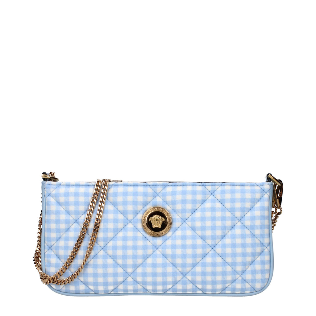 Versace Light Blue Fabric Shoulder Bags