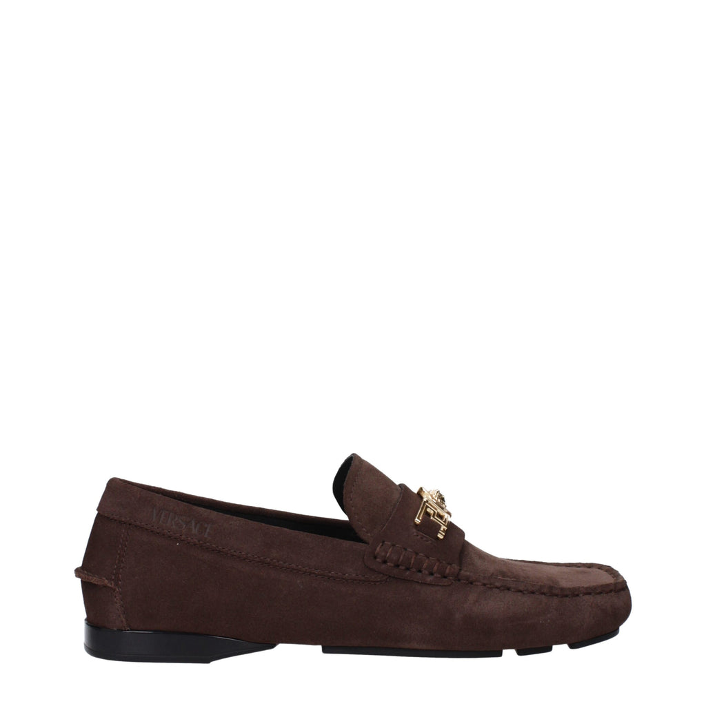 Versace Brown Leather Slip-On Loafers