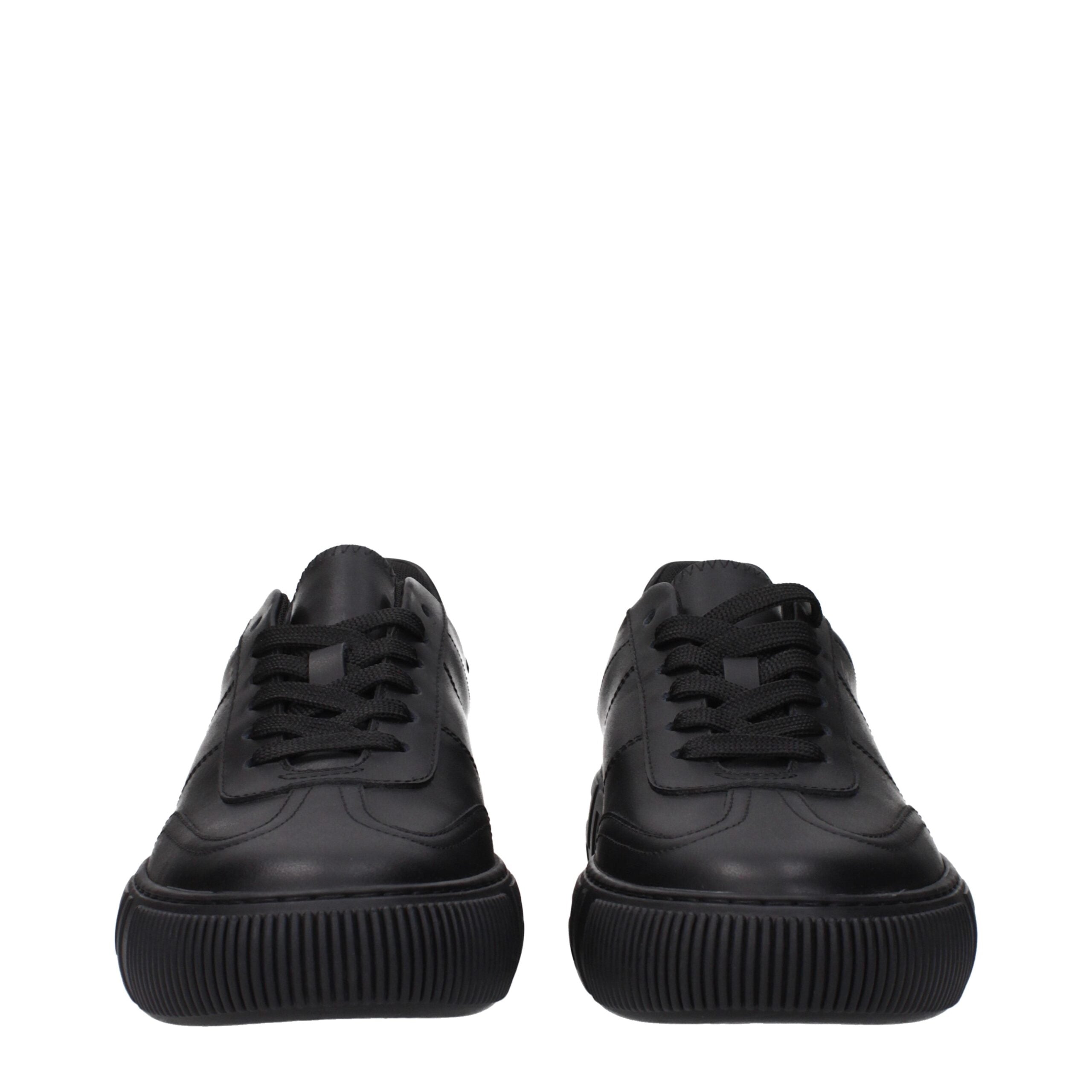 Versace Black Leather Low Tops
