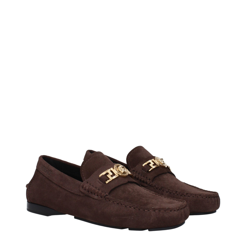 Versace Brown Leather Slip-On Loafers