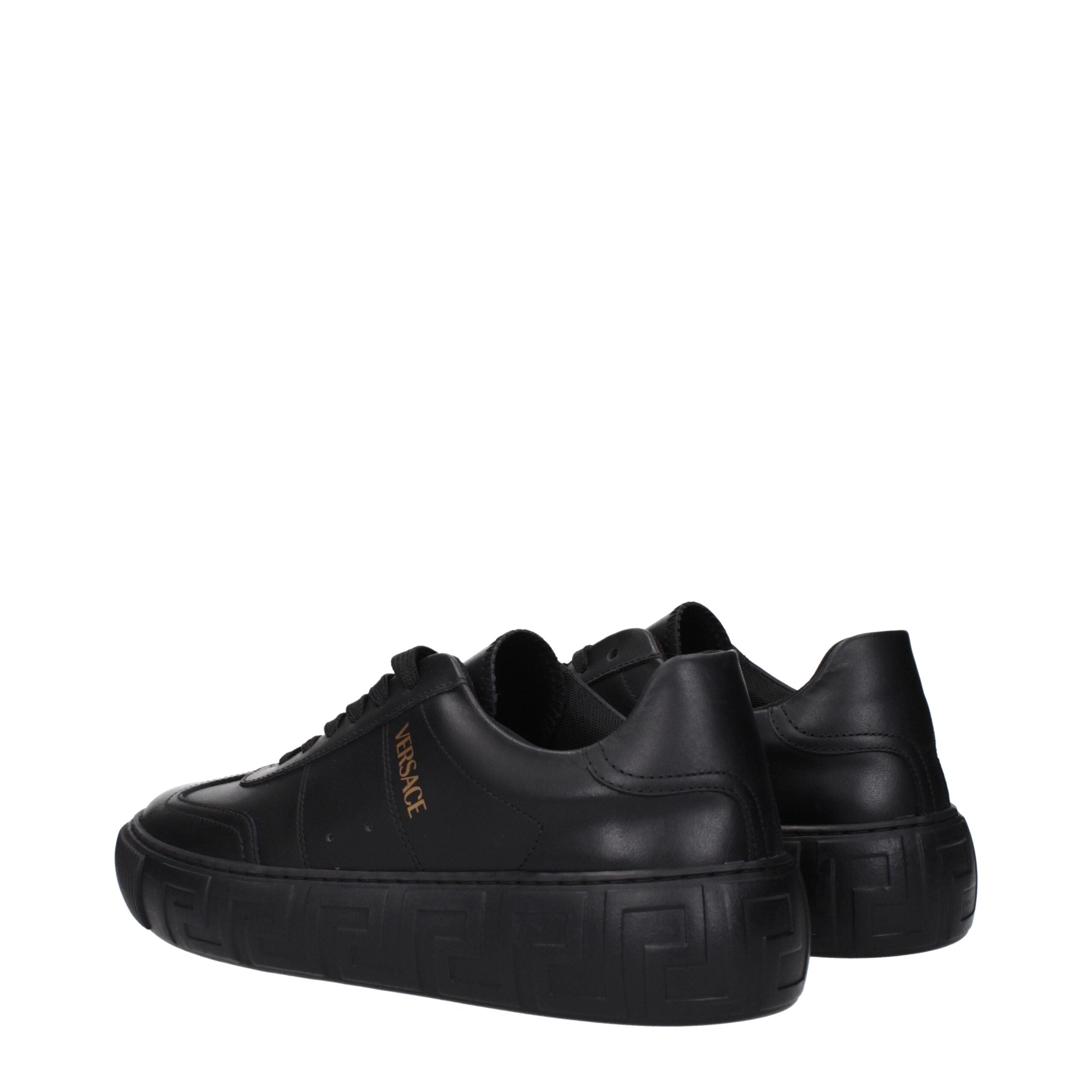 Versace Black Leather Low Tops