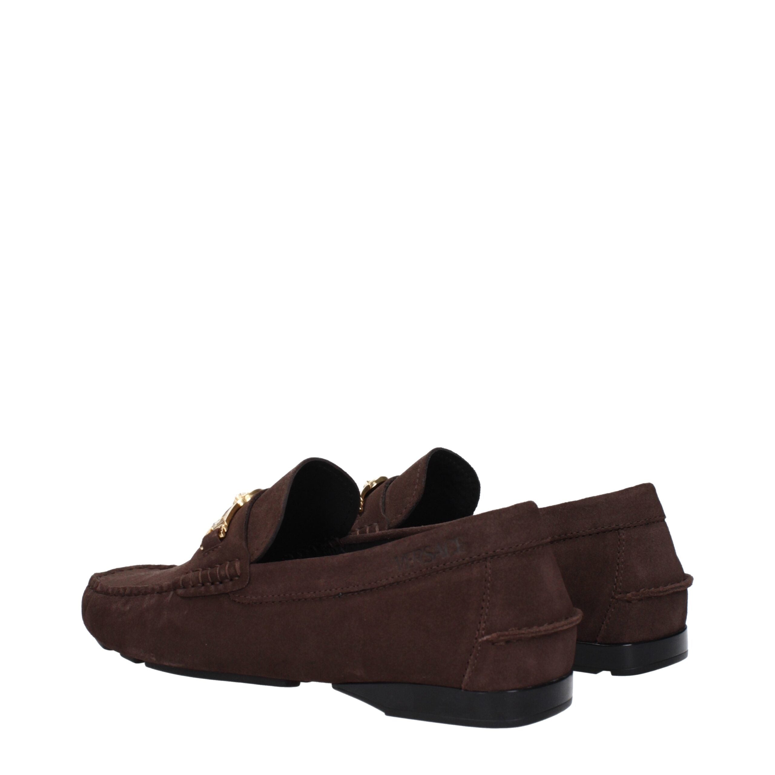 Versace Brown Leather Slip-On Loafers