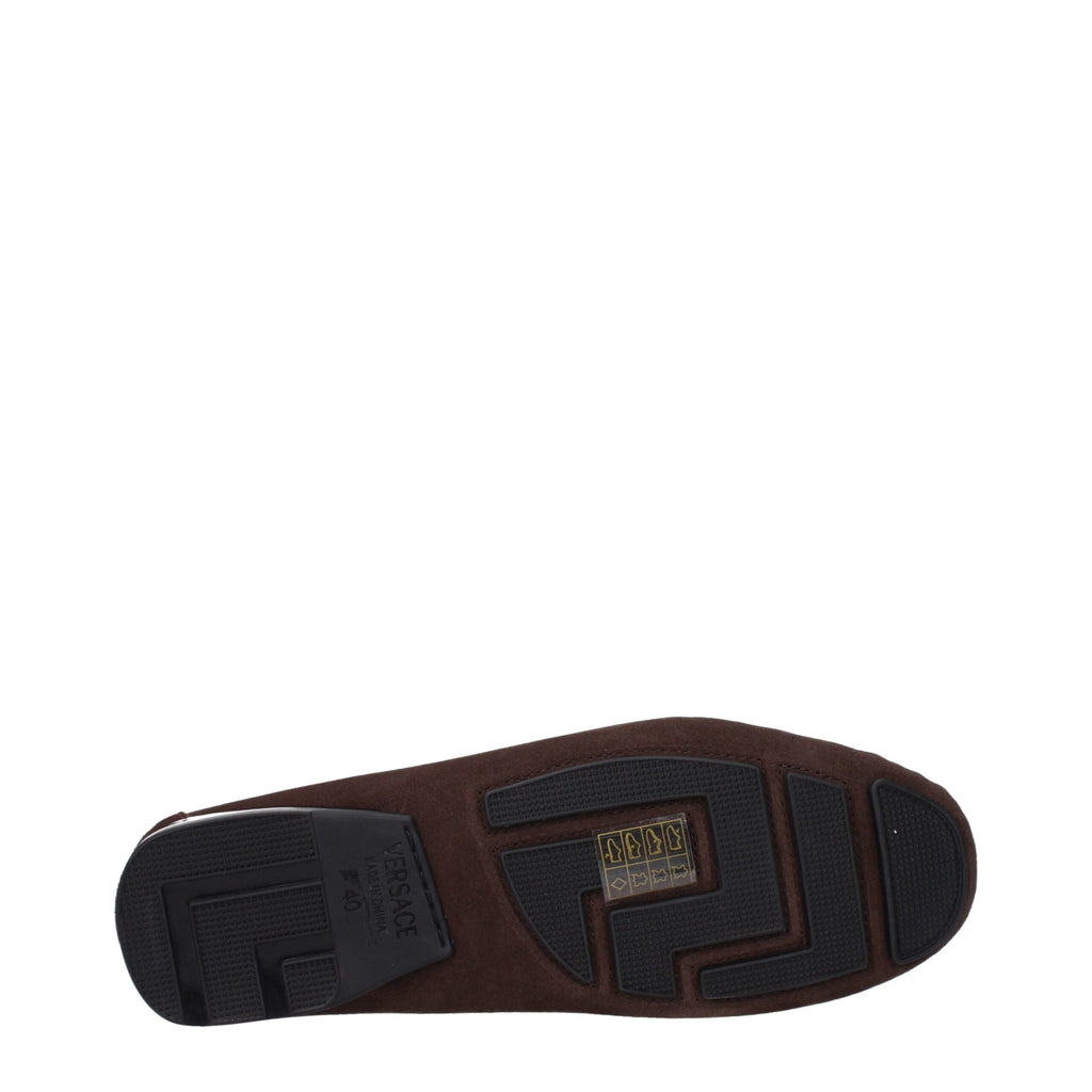 Versace Brown Leather Slip-On Loafers