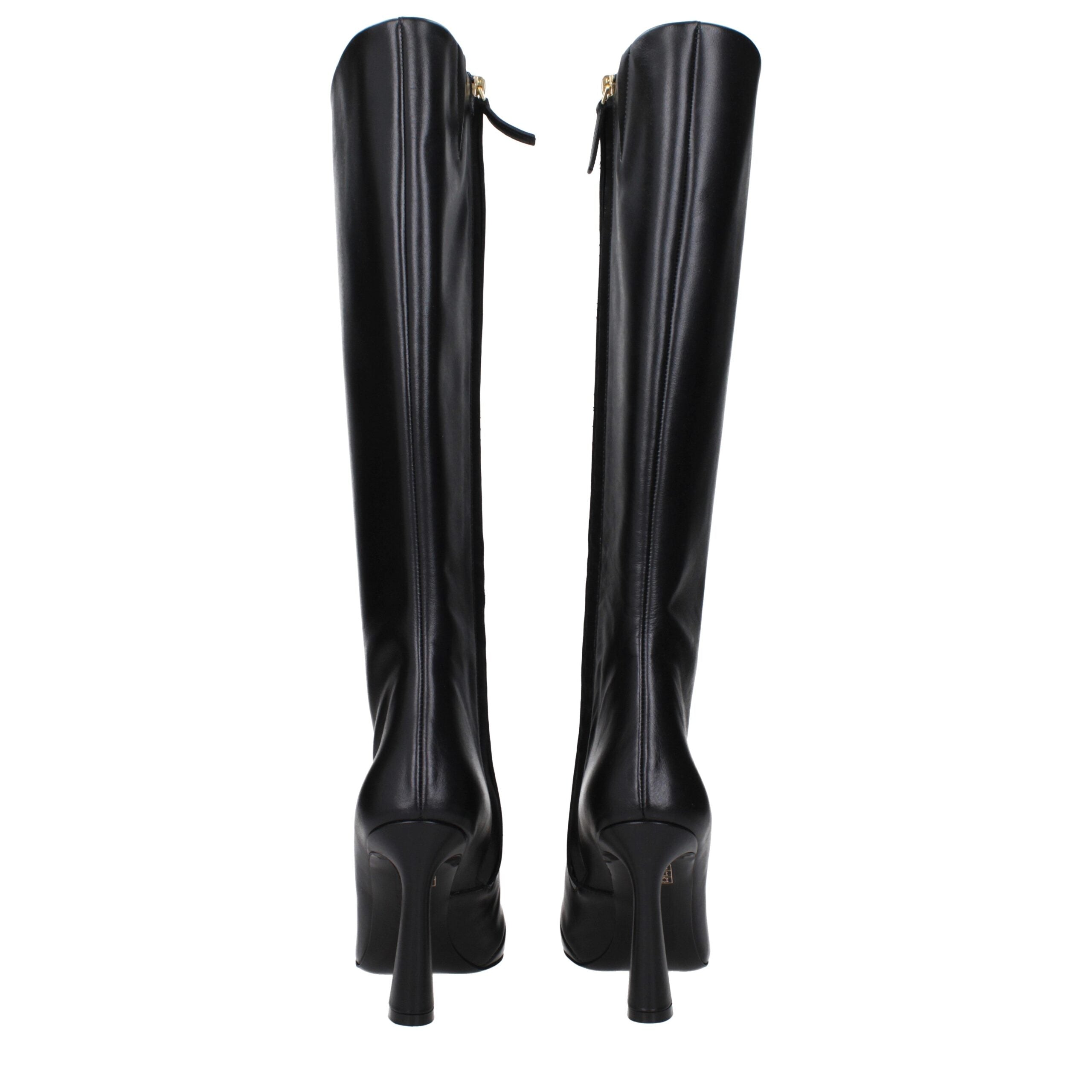 Versace Black Leather High Heel Boots