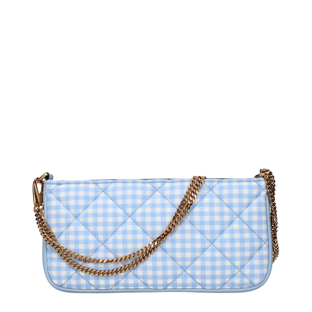 Versace Light Blue Fabric Shoulder Bags