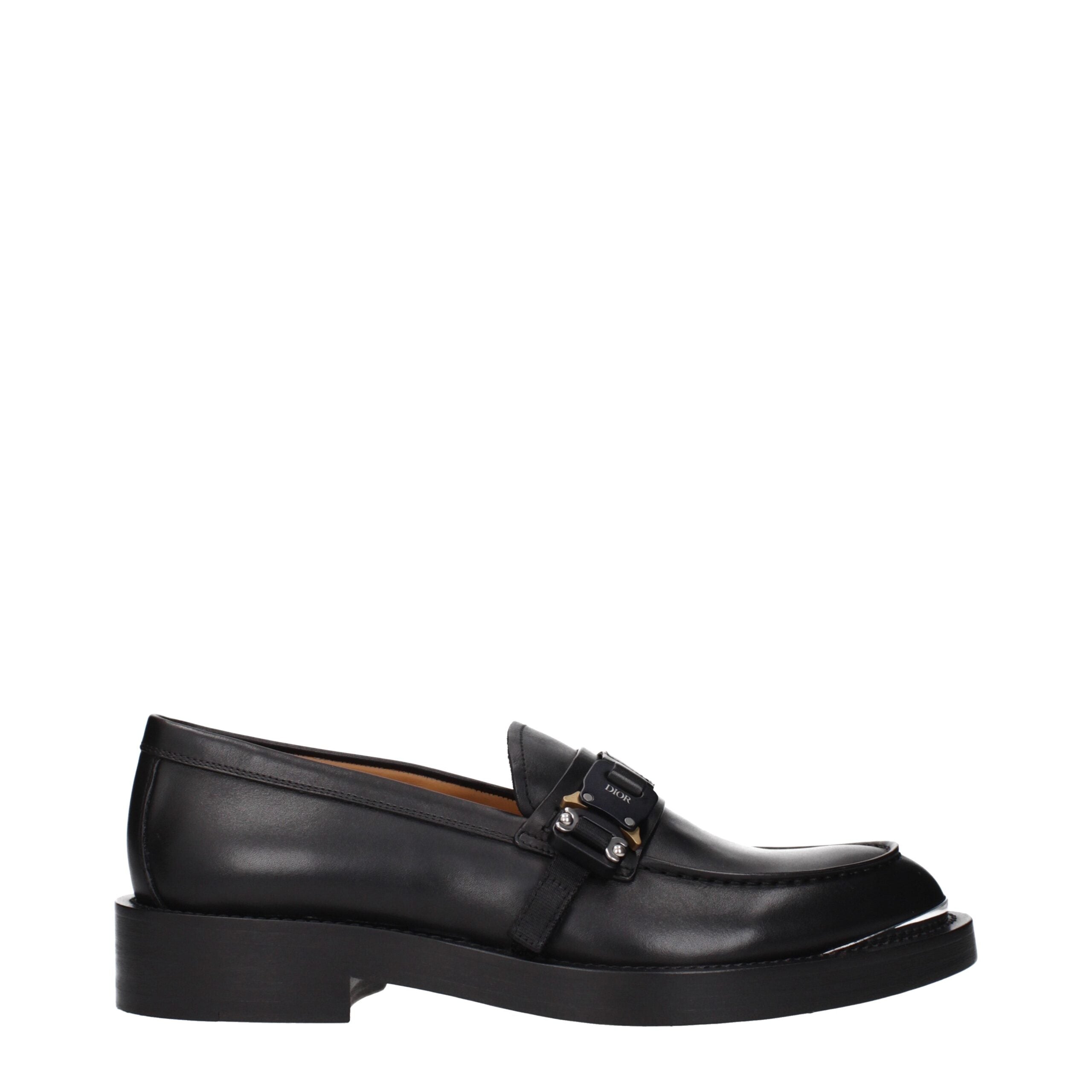 Christian Dior Black Leather Slip-On Loafers