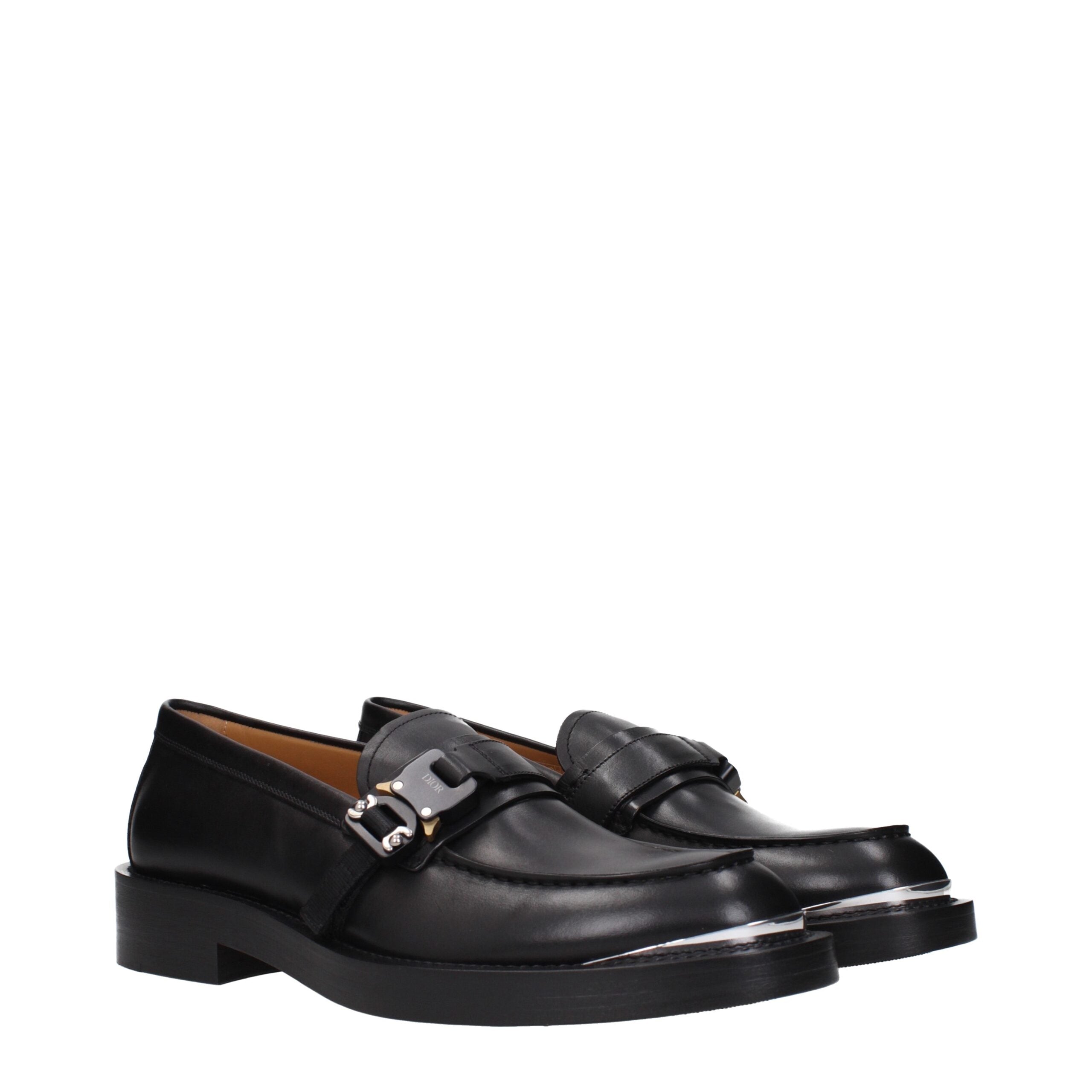Christian Dior Black Leather Slip-On Loafers