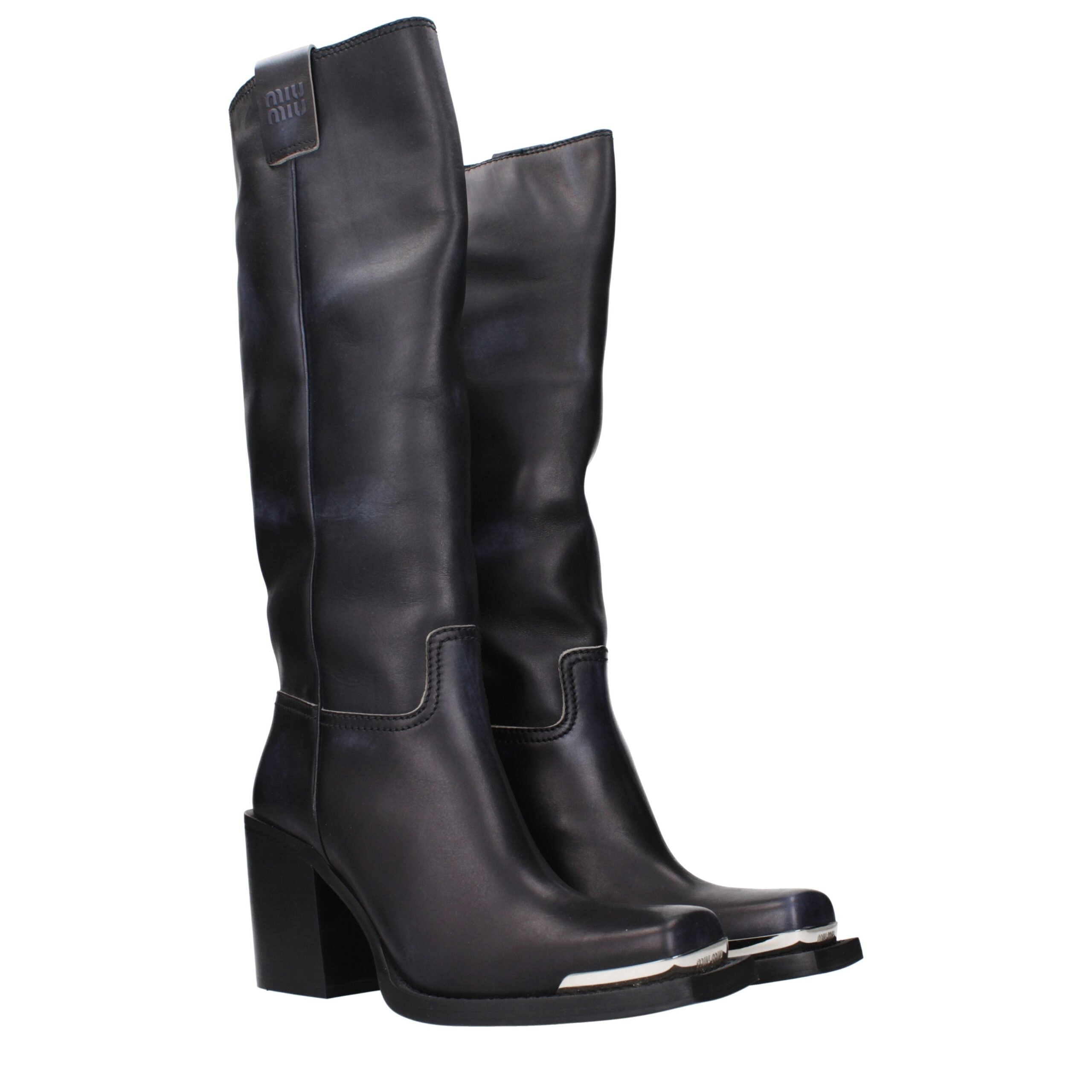 Miu Miu Black Leather High Heel Boots