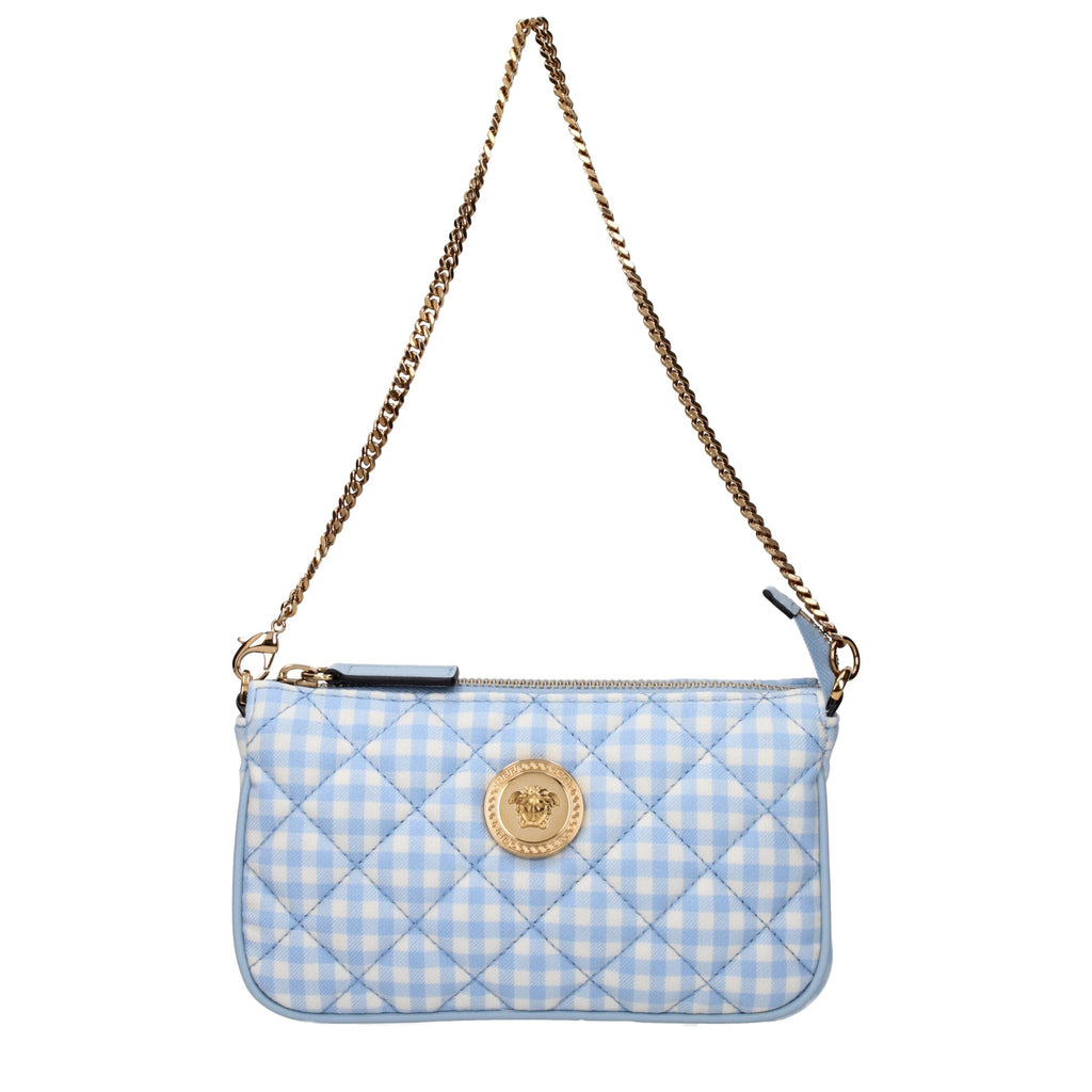 Versace Light Blue Fabric Handbags