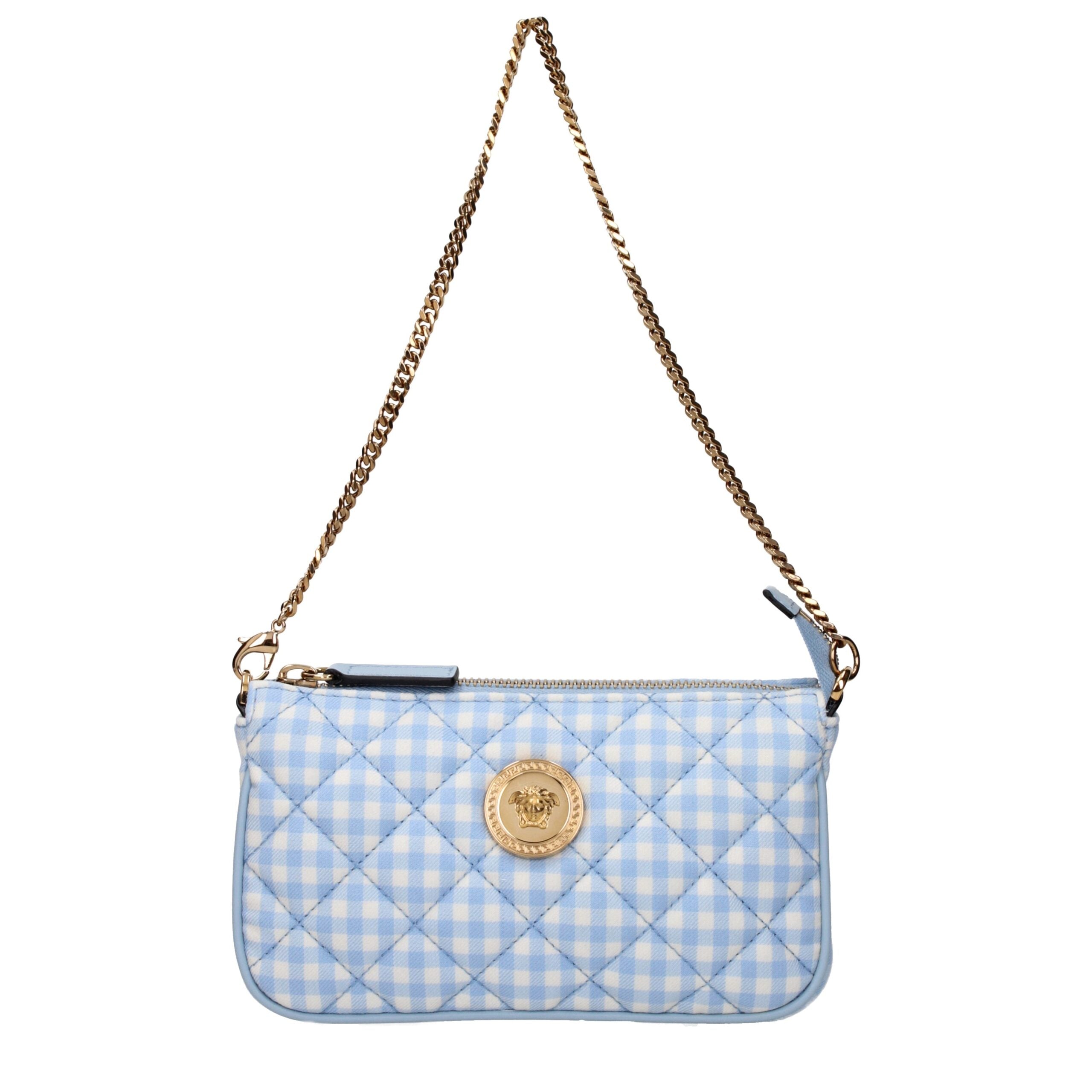 Versace Light Blue Fabric Handbags
