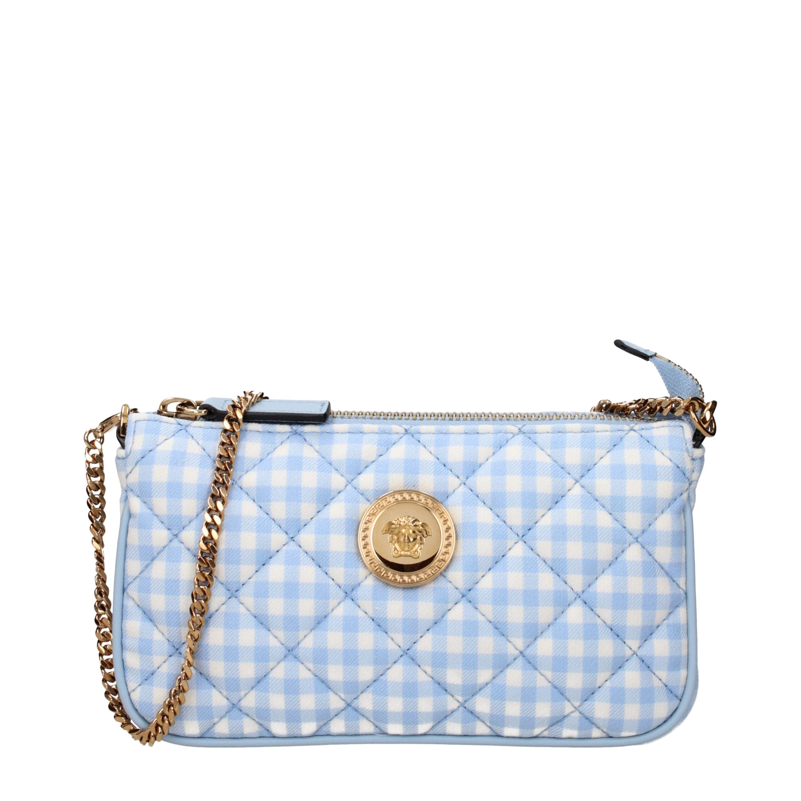 Versace Light Blue Fabric Handbags