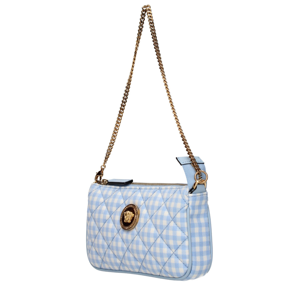 Versace Light Blue Fabric Handbags