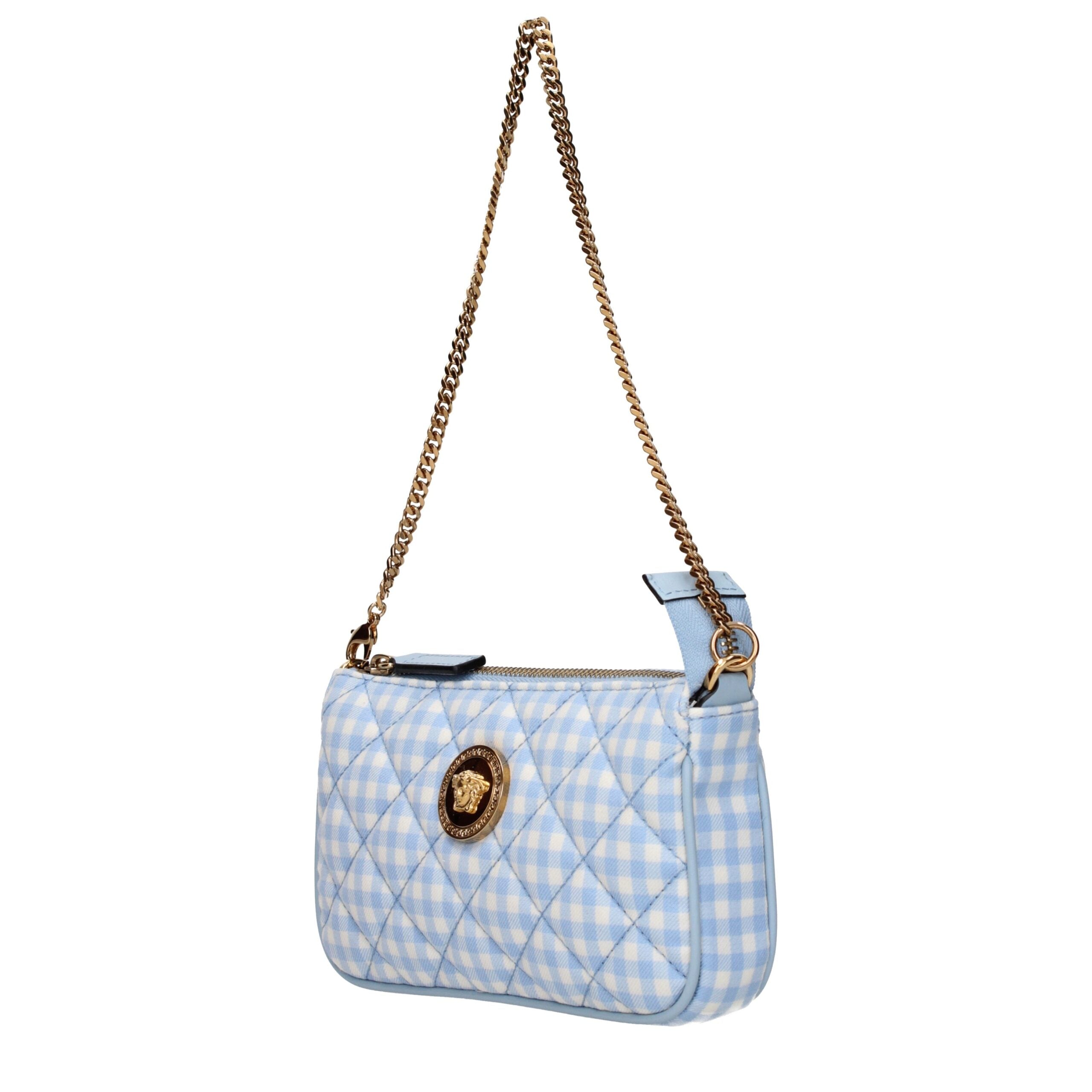 Versace Light Blue Fabric Handbags