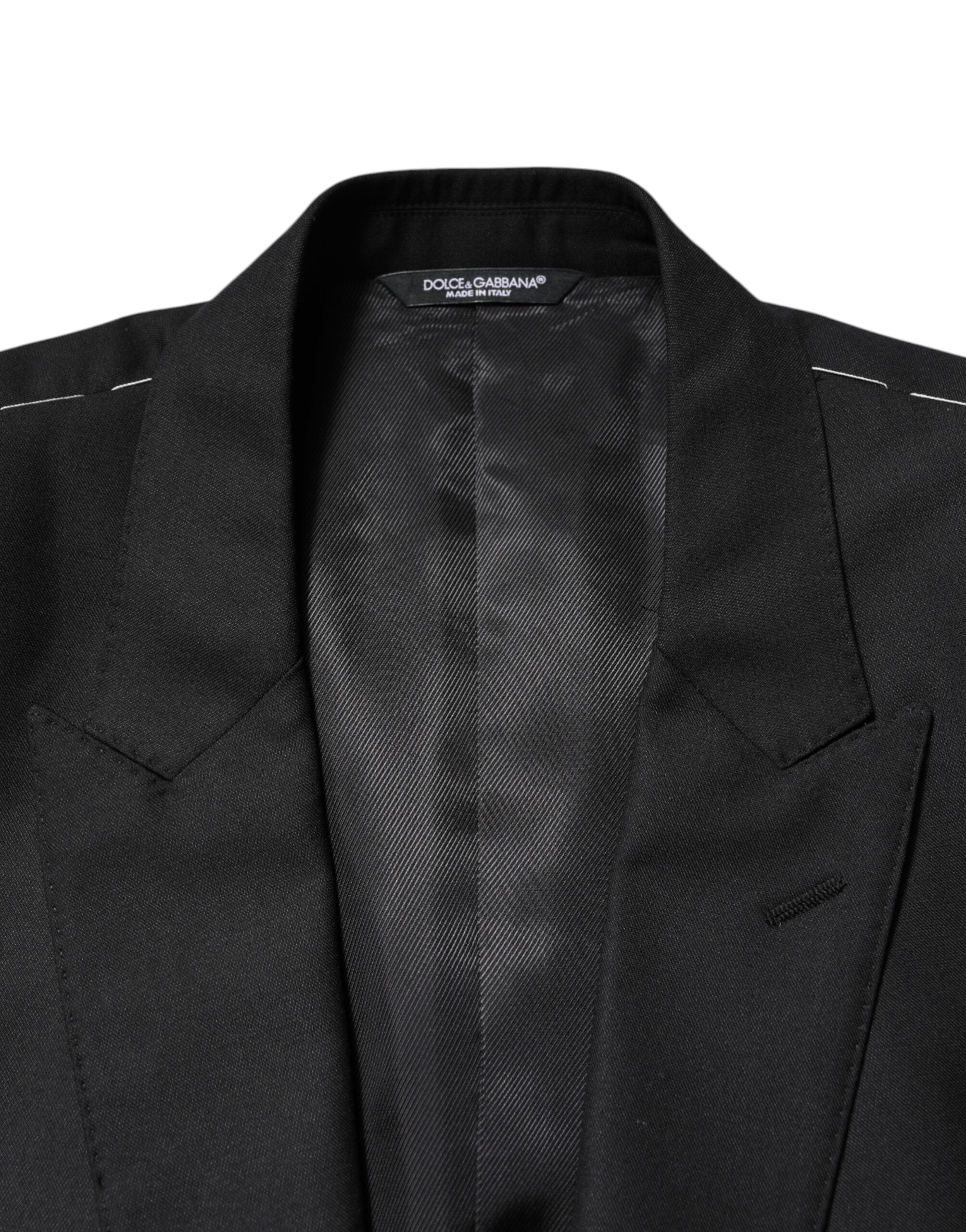 Dolce & Gabbana Black Wool Single Breasted Jacket Blazer