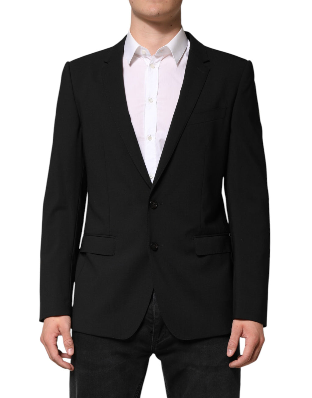 Dolce & Gabbana Black Wool Single Breasted Men Coat Blazer