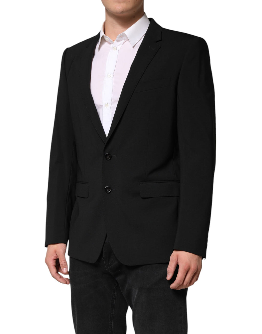 Dolce & Gabbana Black Wool Single Breasted Men Coat Blazer