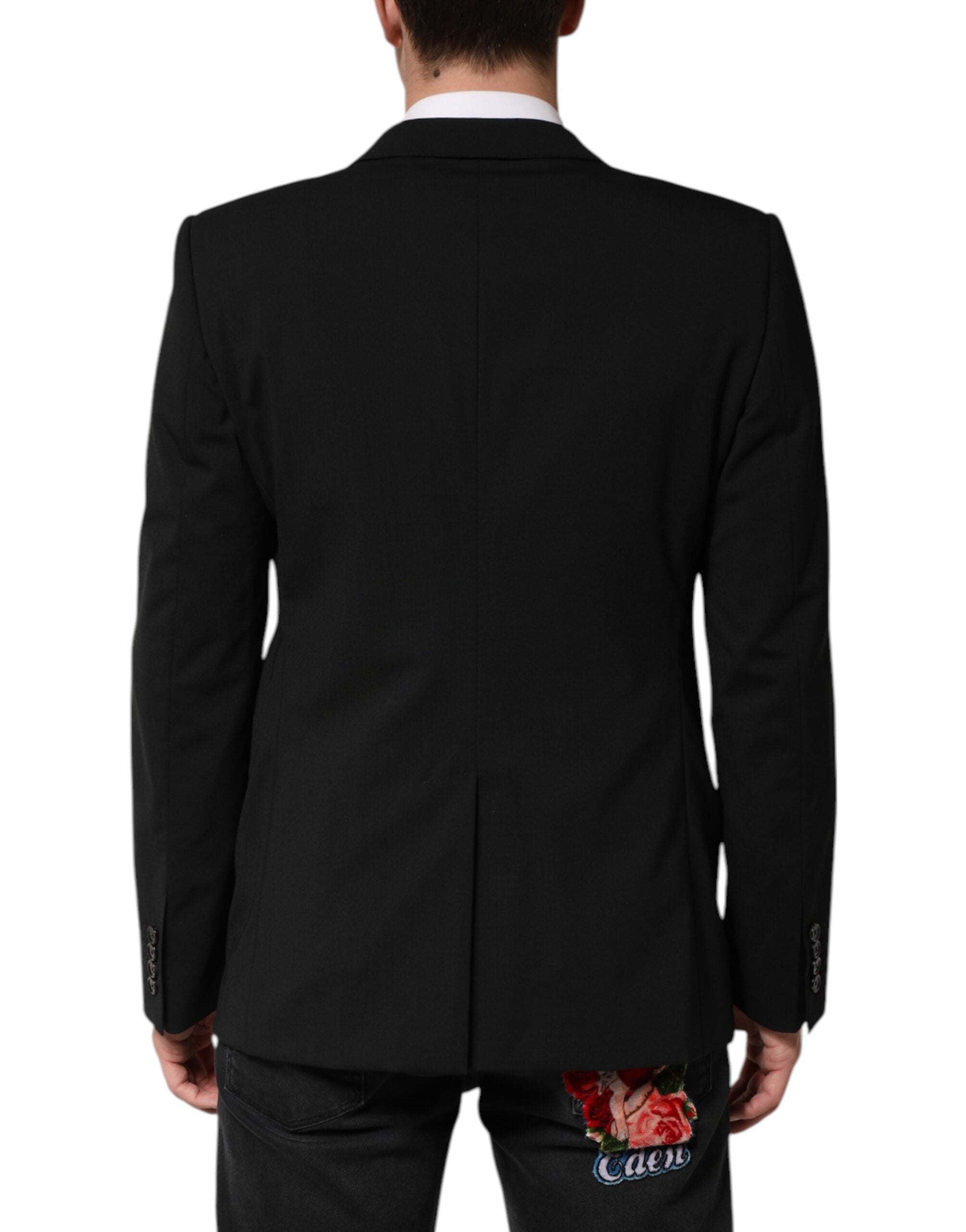 Dolce & Gabbana Black Wool Single Breasted Men Coat Blazer