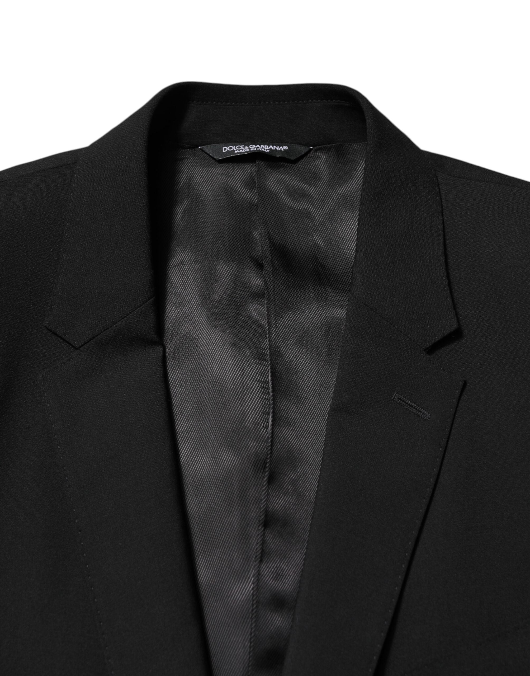 Dolce & Gabbana Black Wool Single Breasted Men Coat Blazer