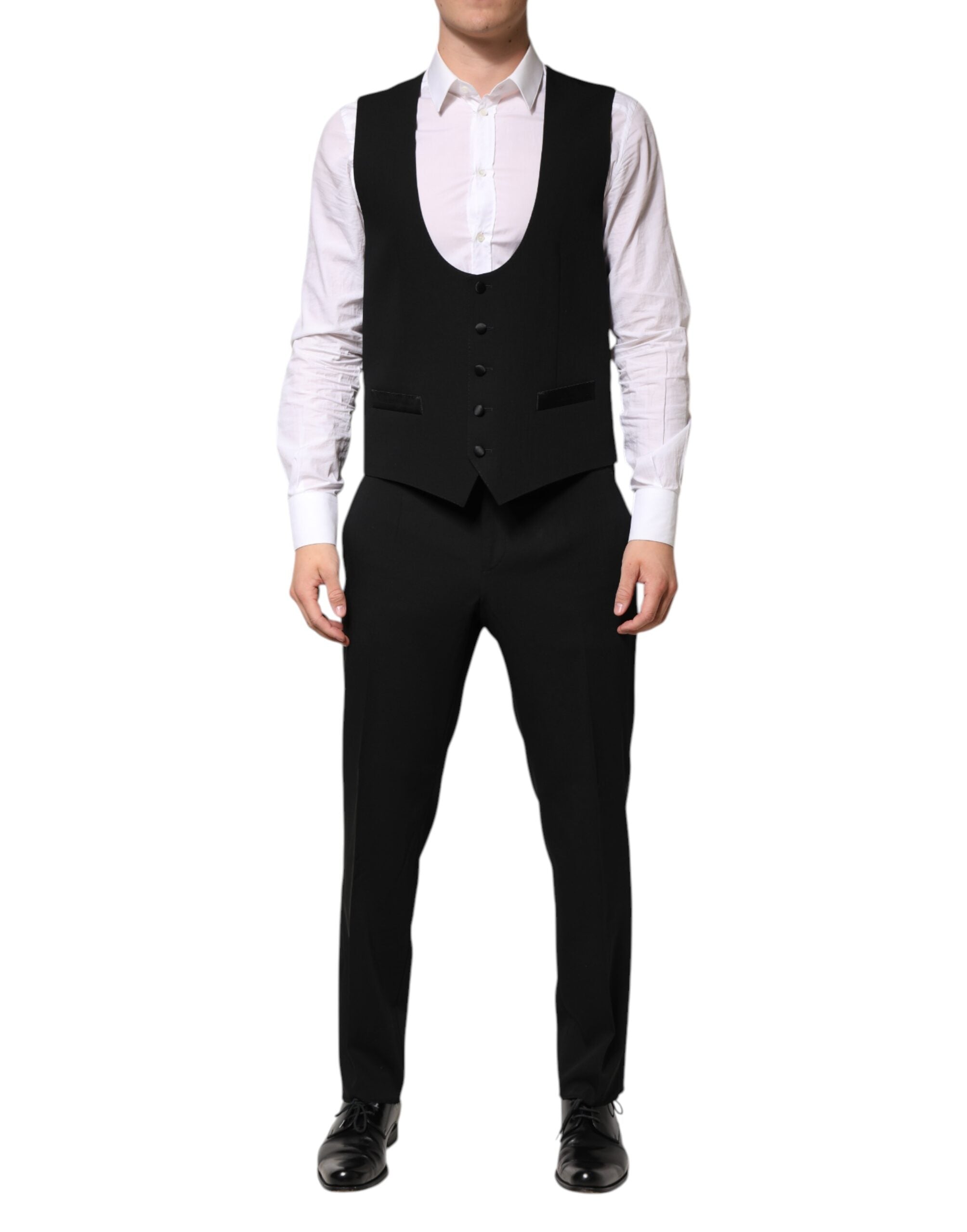 Dolce & Gabbana Black Wool 3 Piece Single Breasted Suit