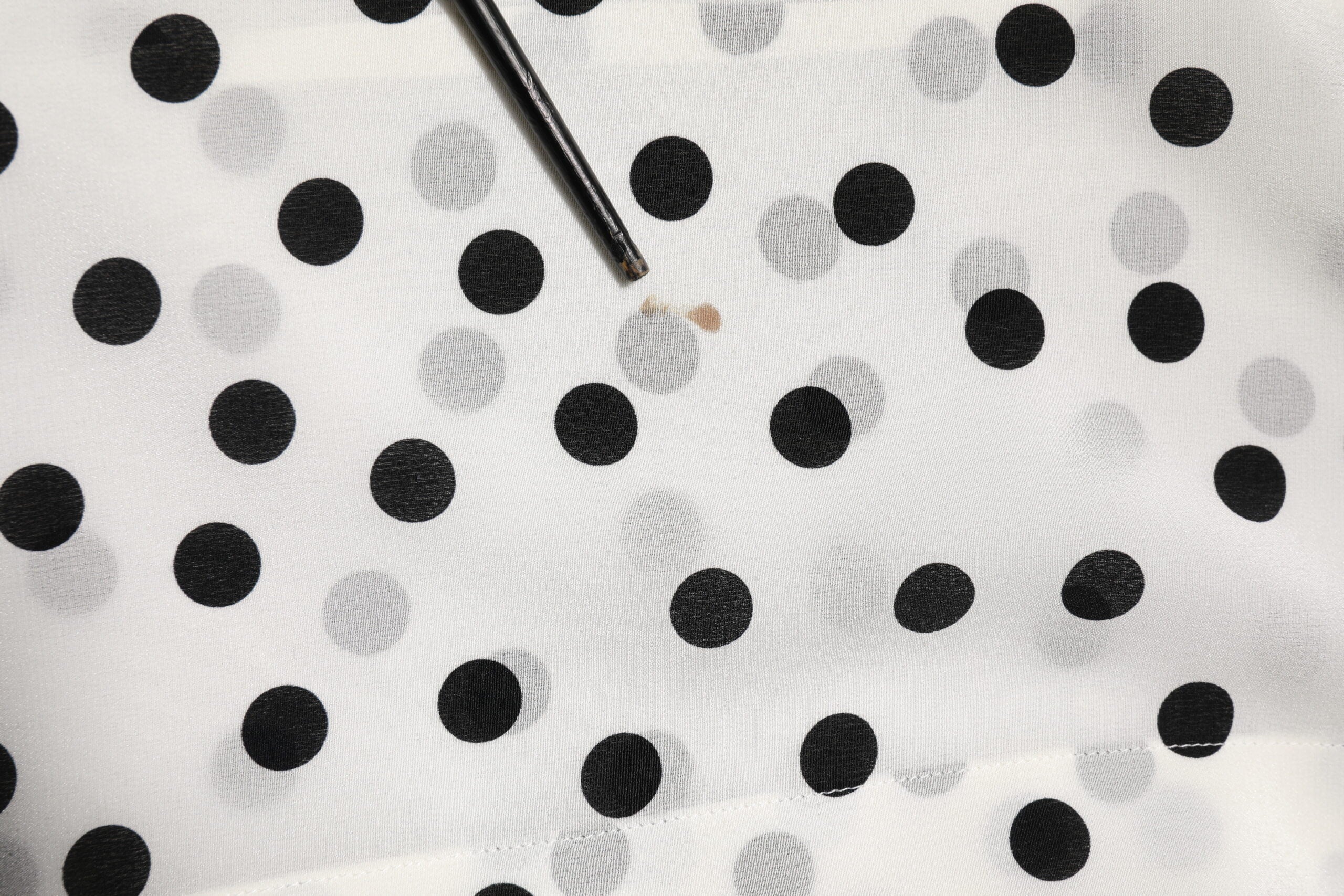 Dolce & Gabbana White Black Dotted Silk Long Sleeves Top