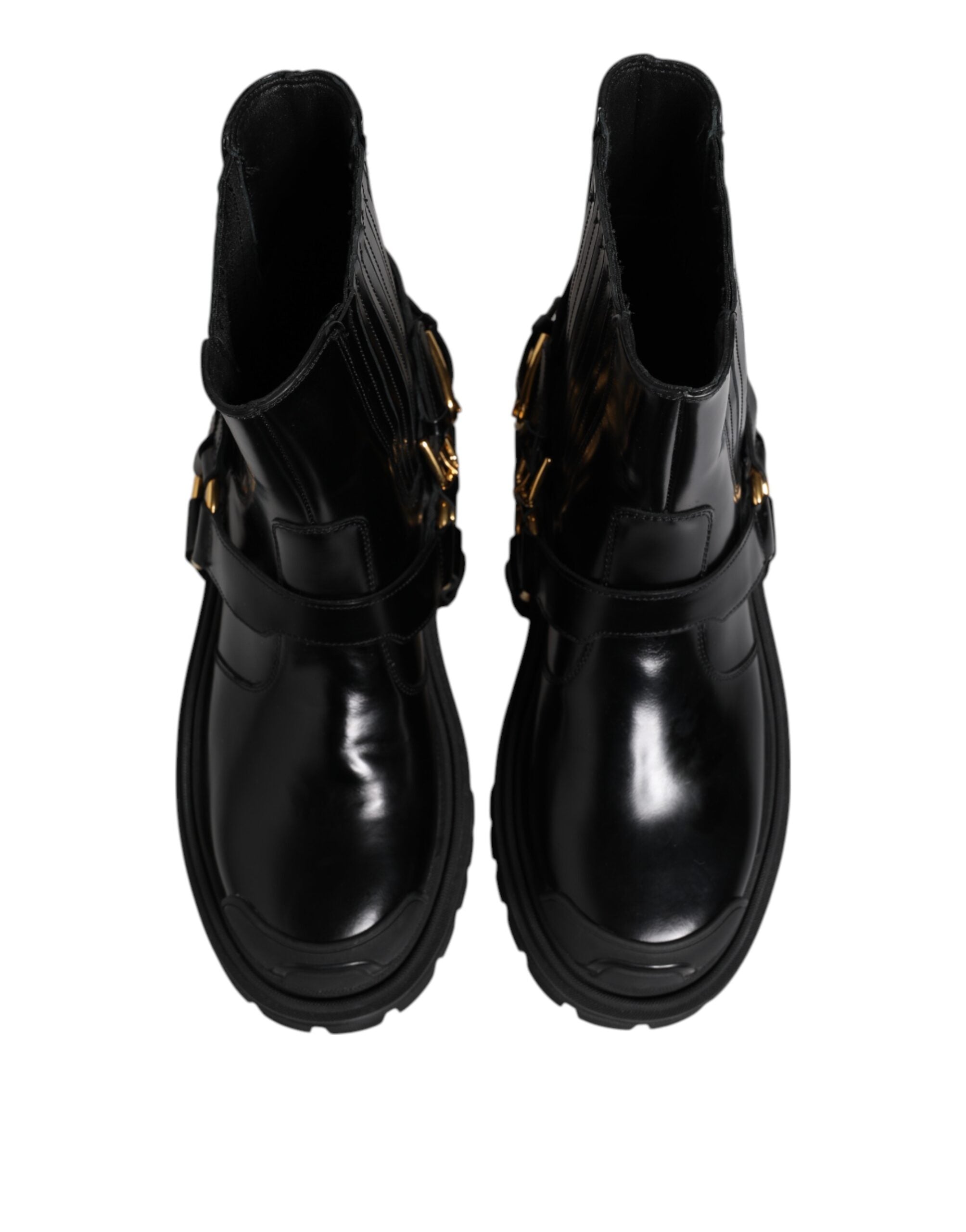 Dolce & Gabbana Black Leather Chelsea Men Short Boots Shoes