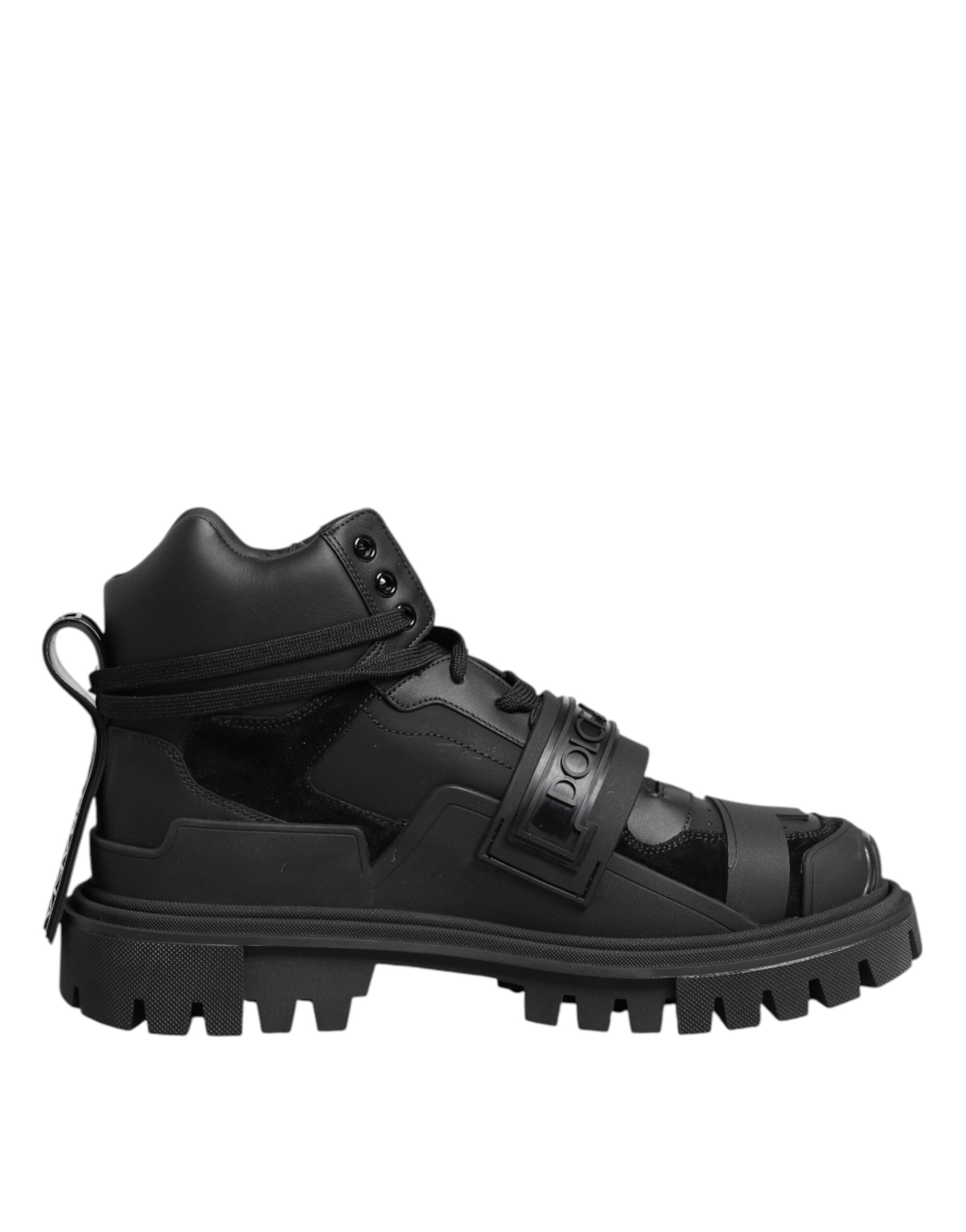Dolce & Gabbana Black Leather Trekking Sneakers Boots Shoes