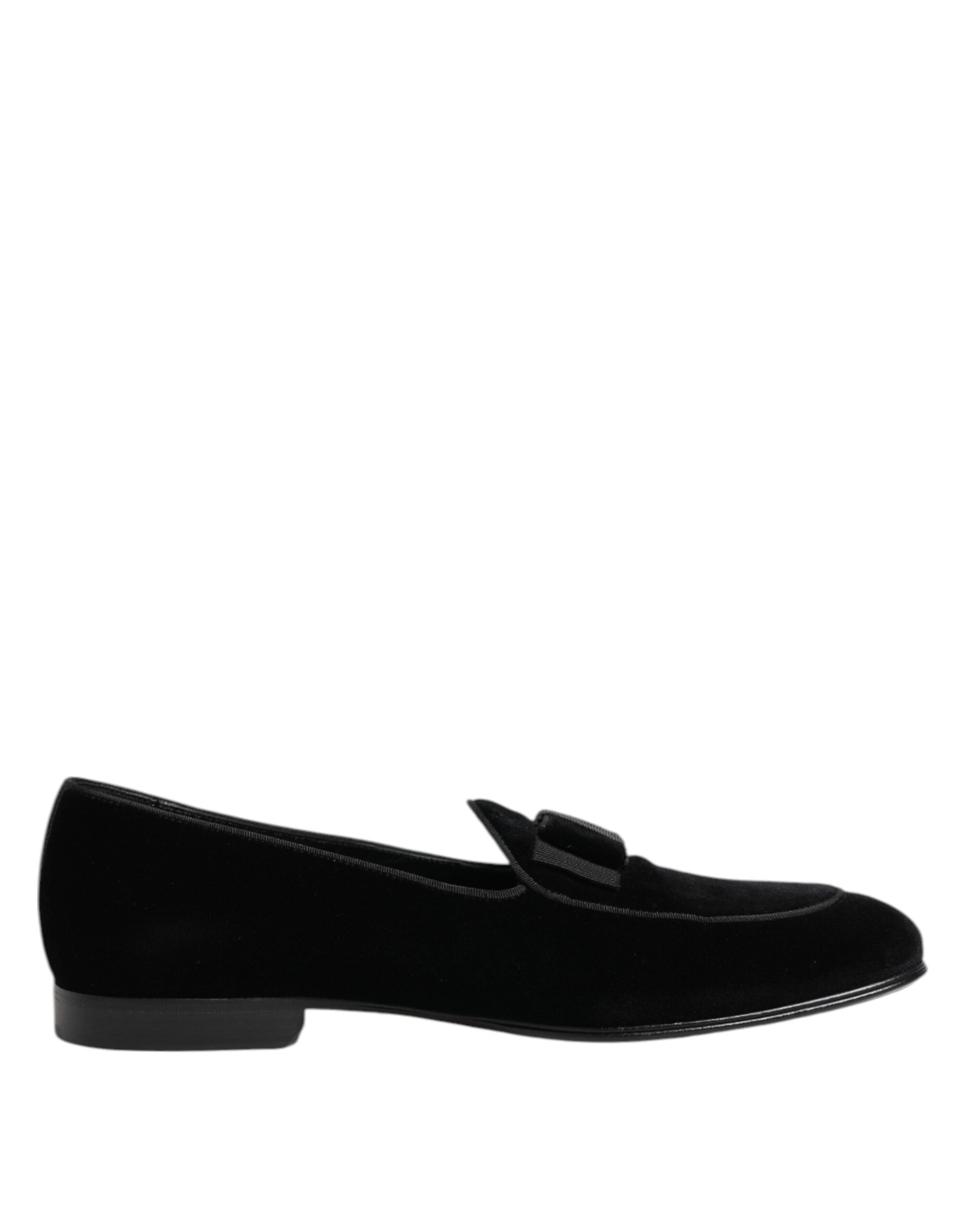 Dolce & Gabbana Black Velvet Loafers Formal Men Dress Shoes