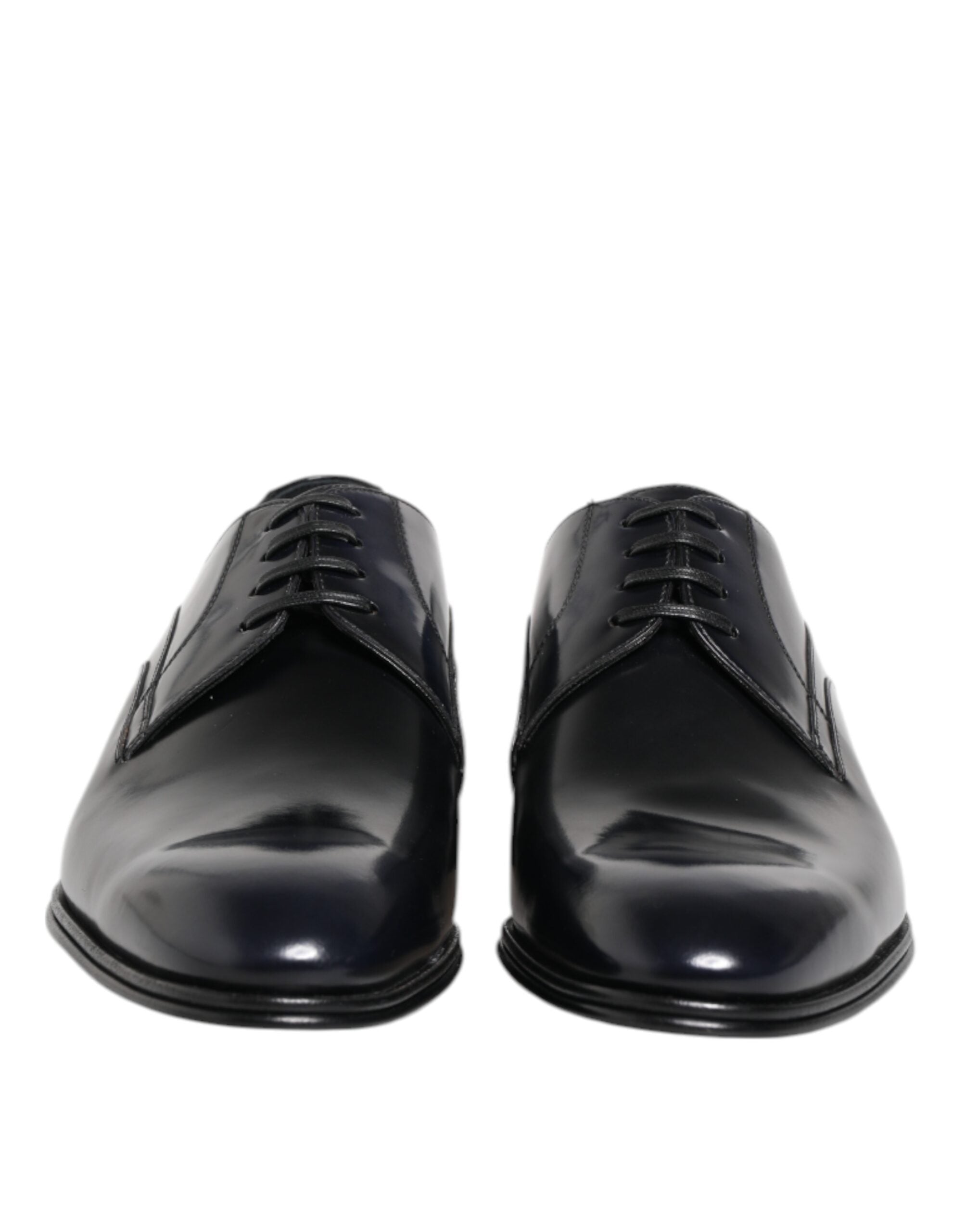 Dolce & Gabbana Navy Blue Leather Lace Up Derby Formal Shoes