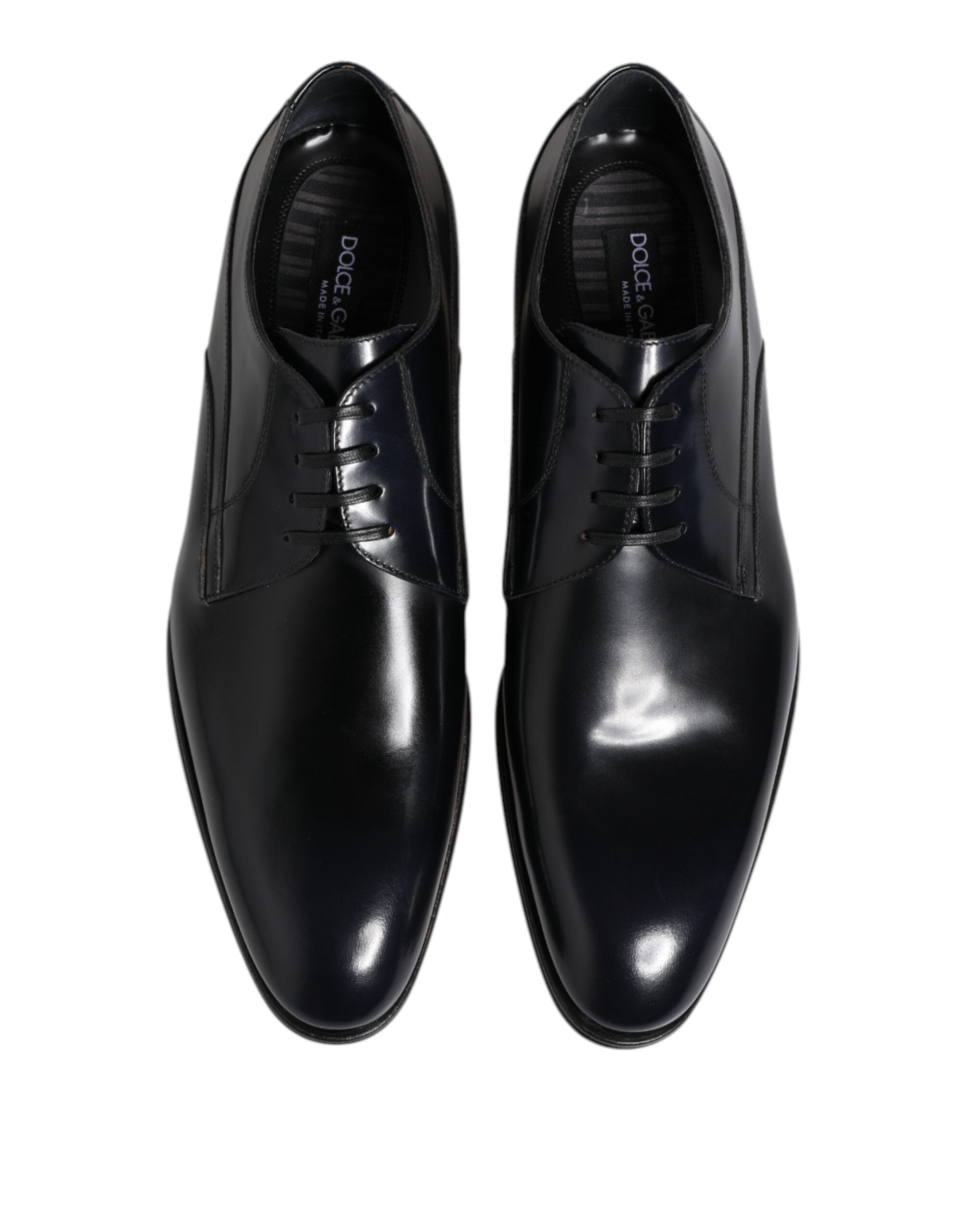 Dolce & Gabbana Navy Blue Leather Lace Up Derby Formal Shoes