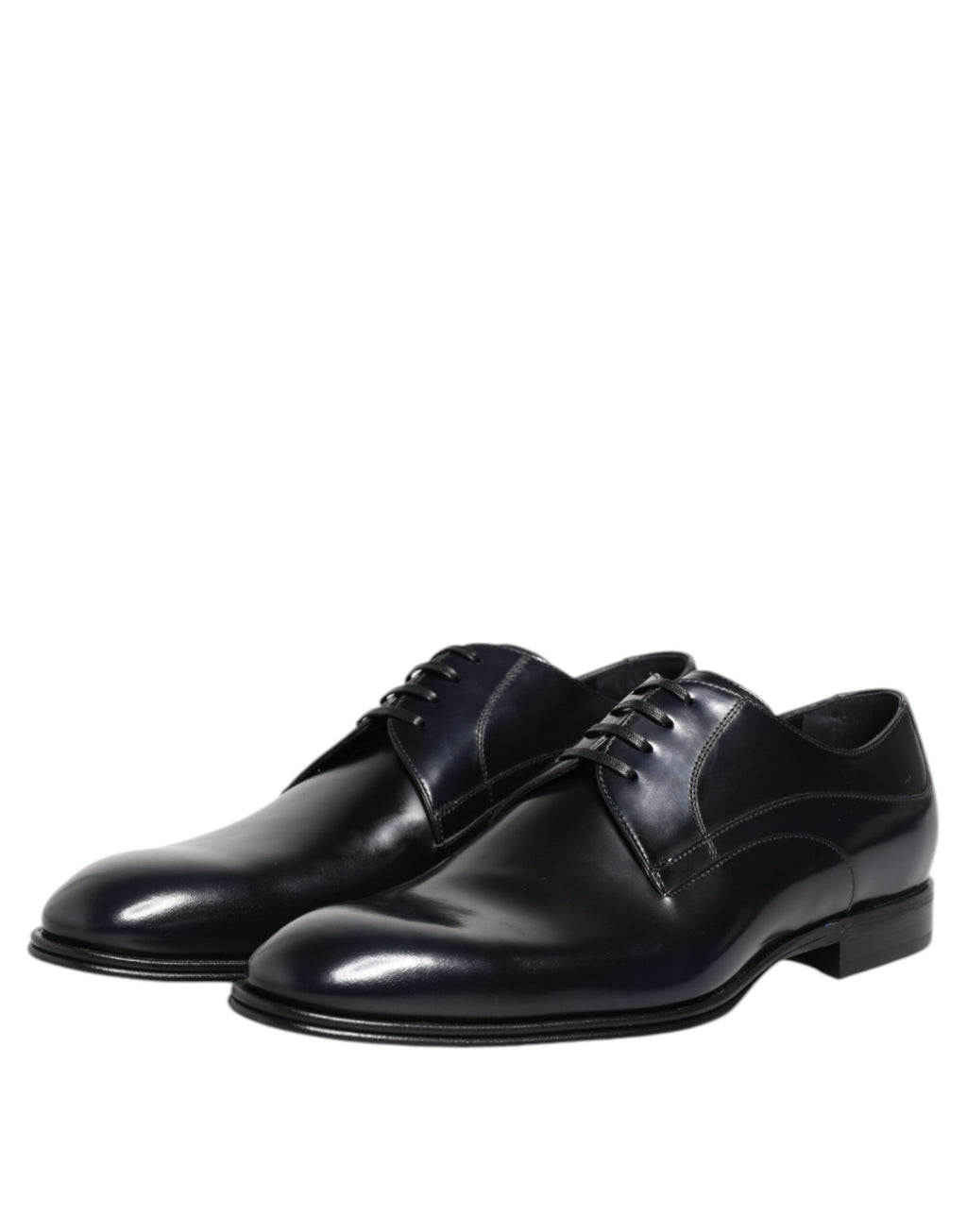 Dolce & Gabbana Navy Blue Leather Lace Up Derby Formal Shoes