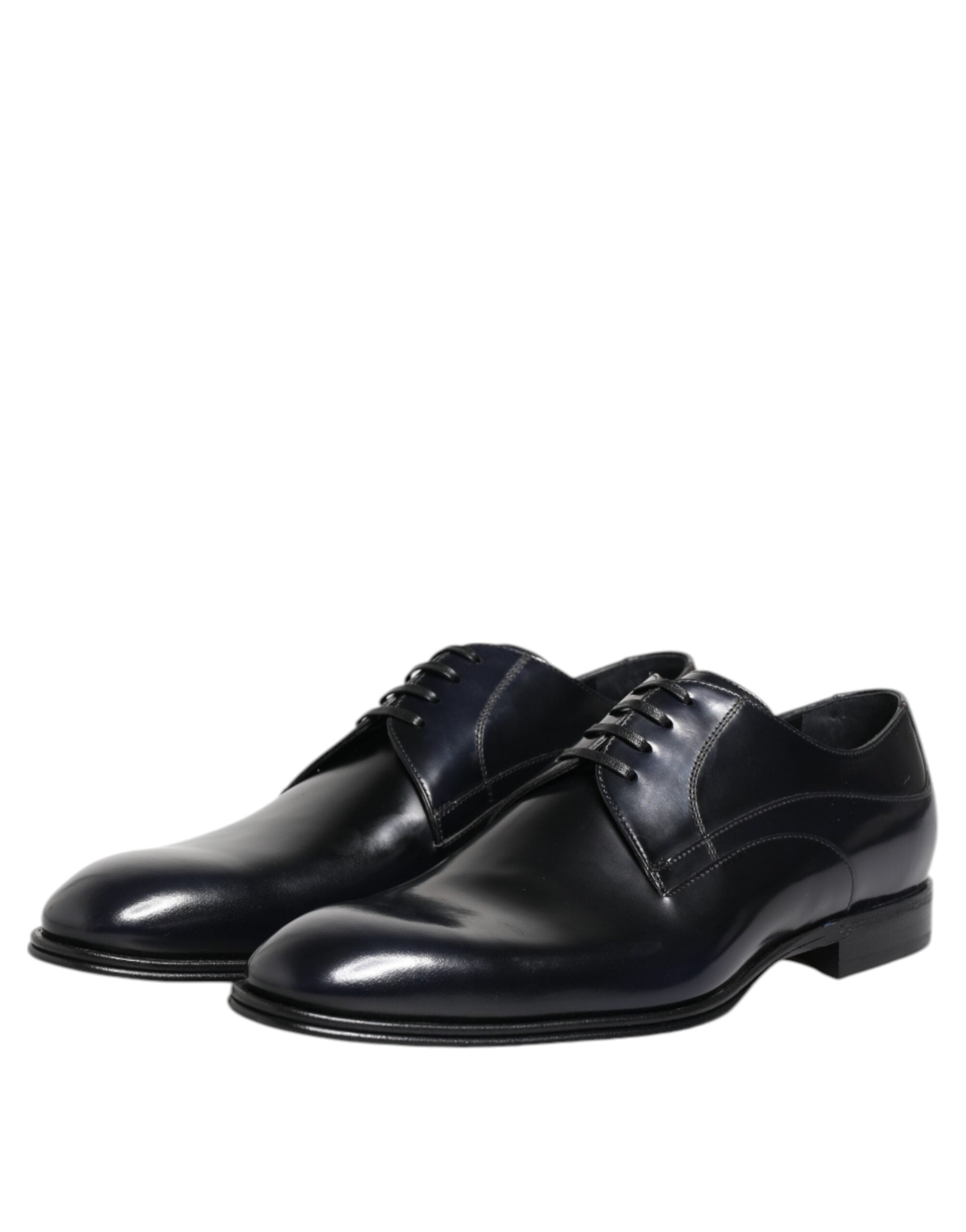 Dolce & Gabbana Navy Blue Leather Lace Up Derby Formal Shoes
