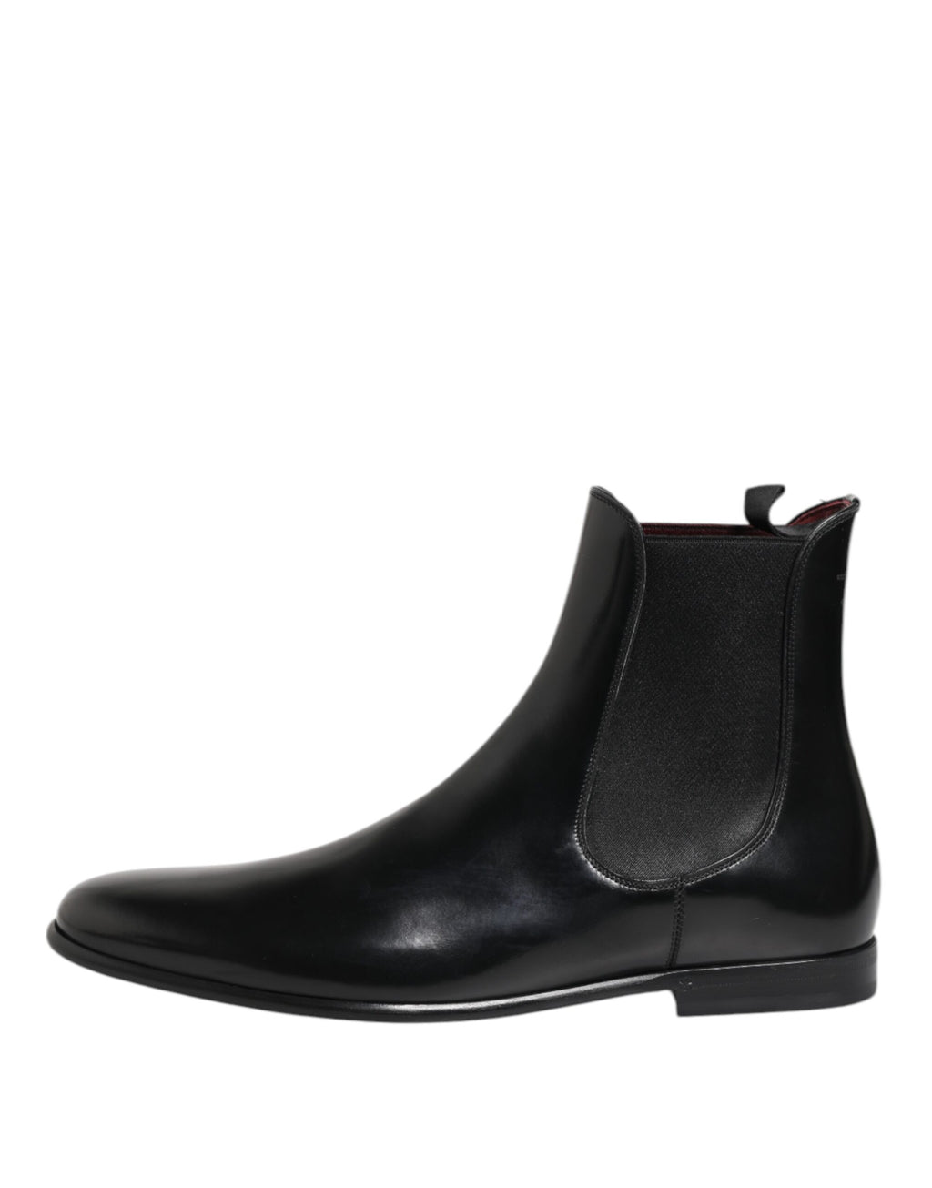 Dolce & Gabbana Black Leather Slip On Mid Calf Boots Shoes
